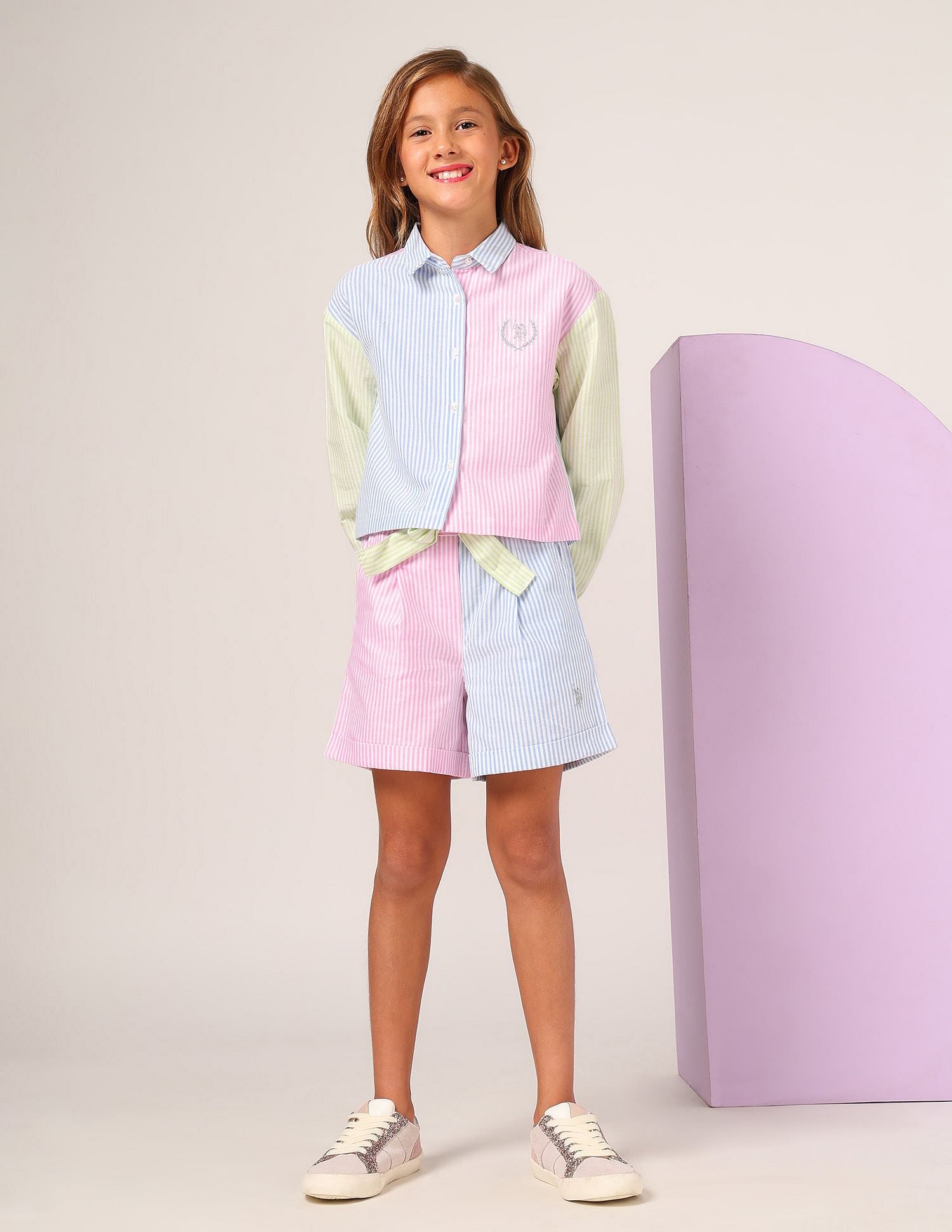 Girls Vertcial Striped Colorblocked Top Multi-colour - U.S. POLO ASSN. | Large