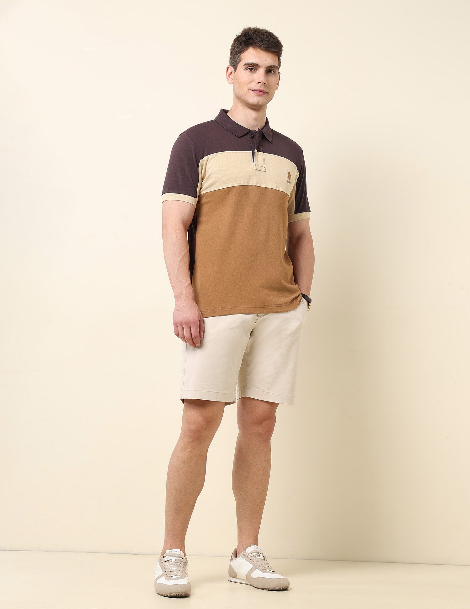 Colourblocked Classic Polo Shirt Dark Brown - U.S. POLO ASSN. | Large