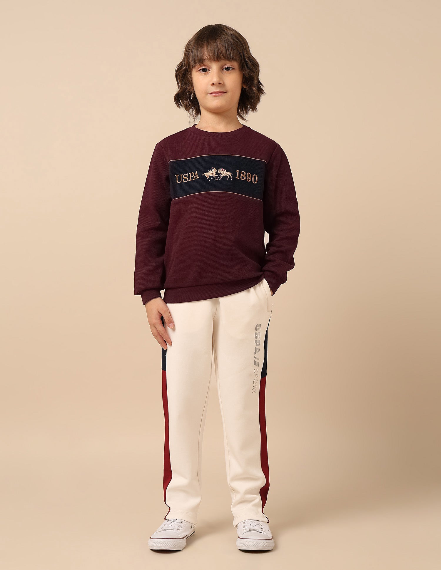 Boys Brand Embroidered Mini Me Sweatshirt Dark Red - U.S. POLO ASSN. | Large