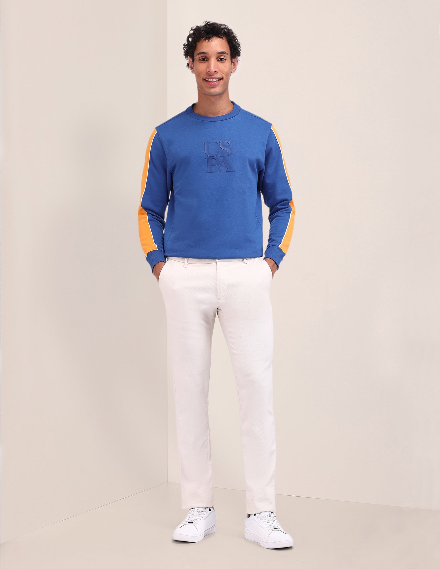 Brand Printed Regular Fit Sweatshirt Blue - U.S. Polo Assn. India | Large