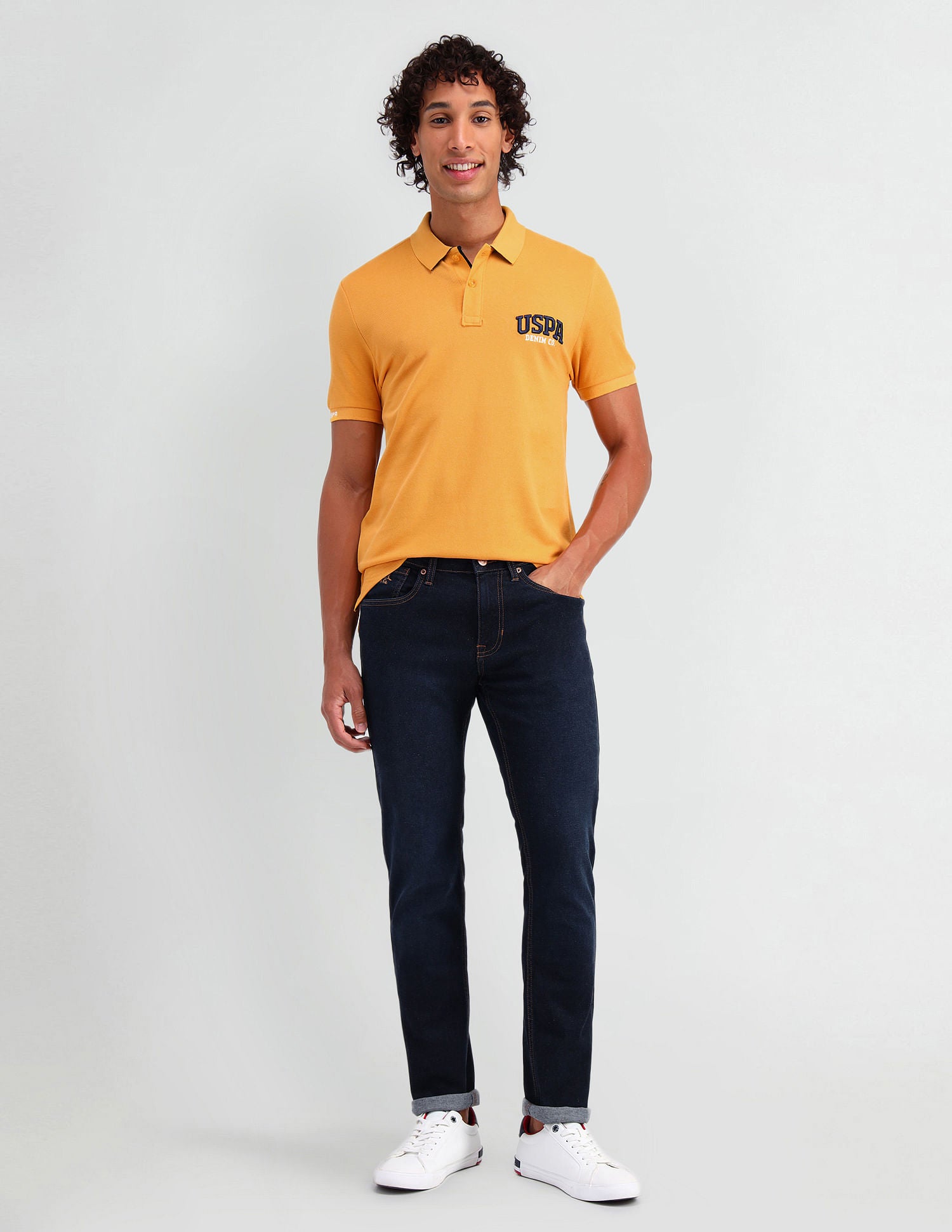 Muscle Fit Pure Cotton Polo Shirt Mustard - U.S. Polo Assn. India | Large