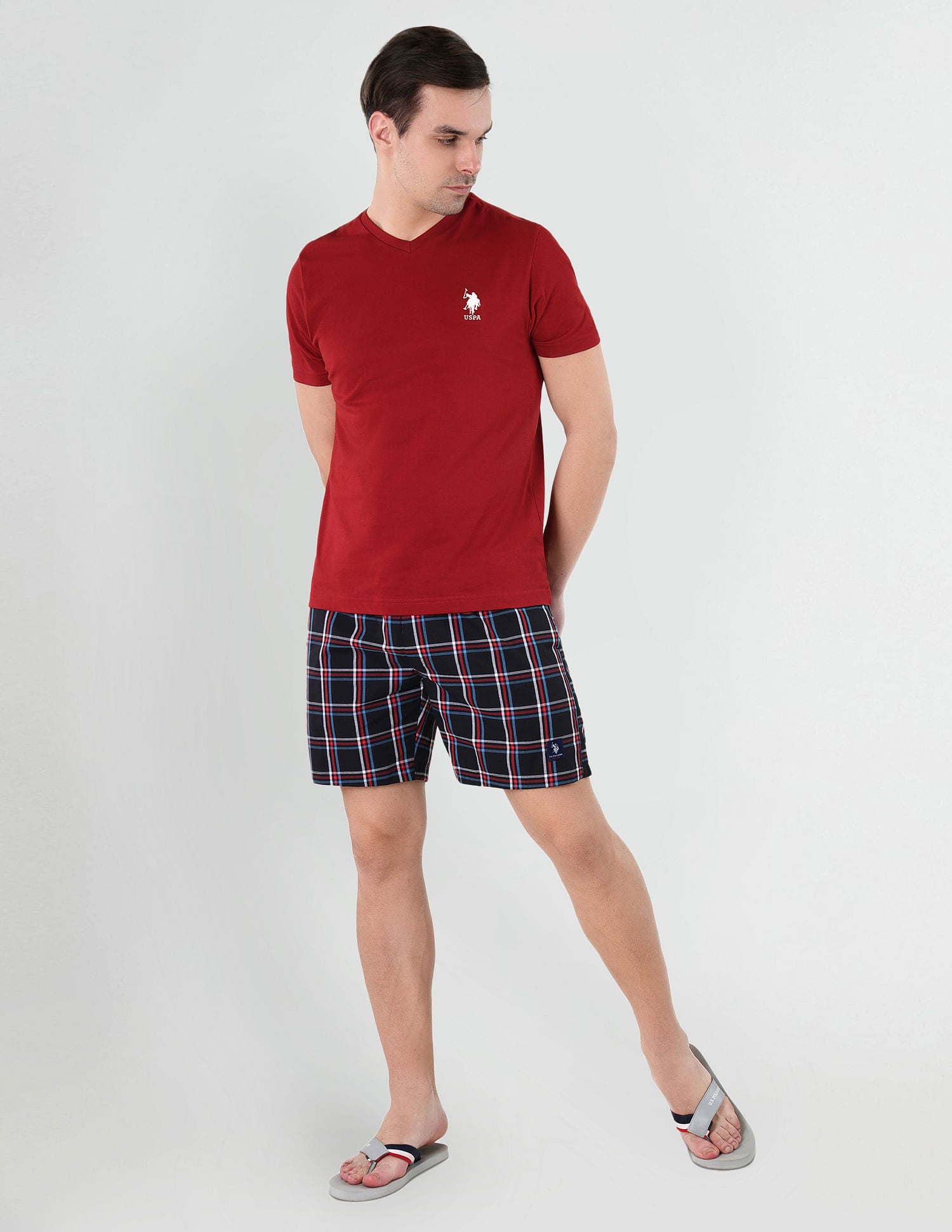 Checkered Cotton Twill EX002 Boxers - Pack Of 1 Black, Red and White - U.S. POLO ASSN. | Large