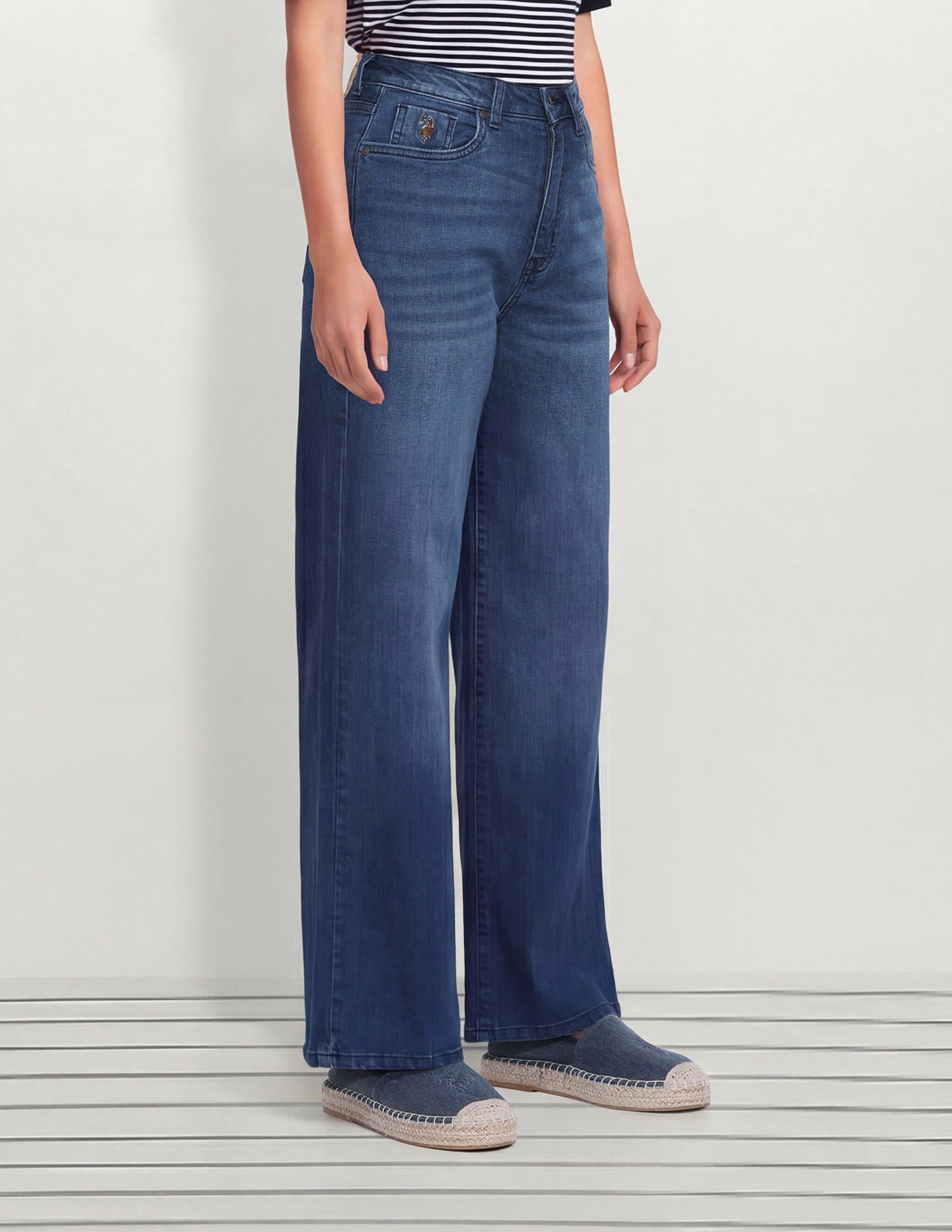 High Rise Wide Leg Fit Jeans Blue - U.S. Polo Assn. India | Large