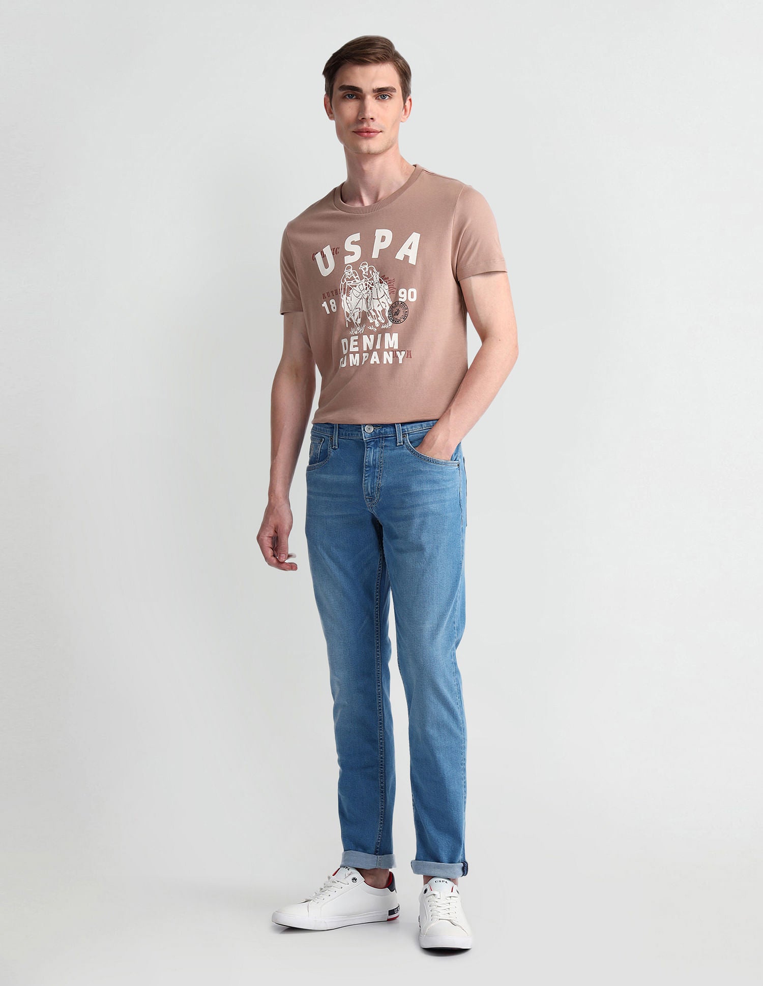 Muscle Fit Typography T-Shirt White - U.S. POLO ASSN. | Large