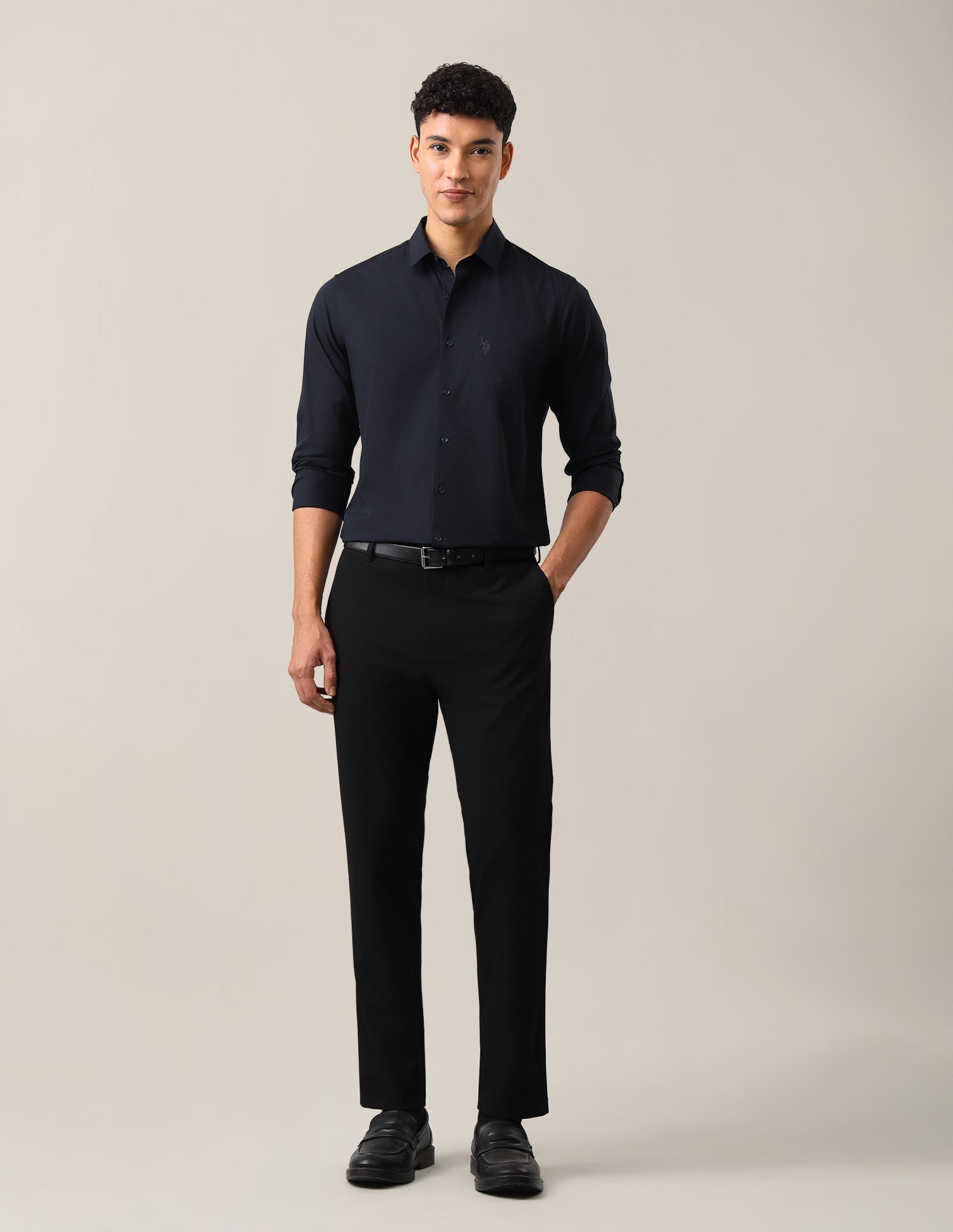 Solid Tailored Fit Shirt Navy - U.S. Polo Assn. India | Large