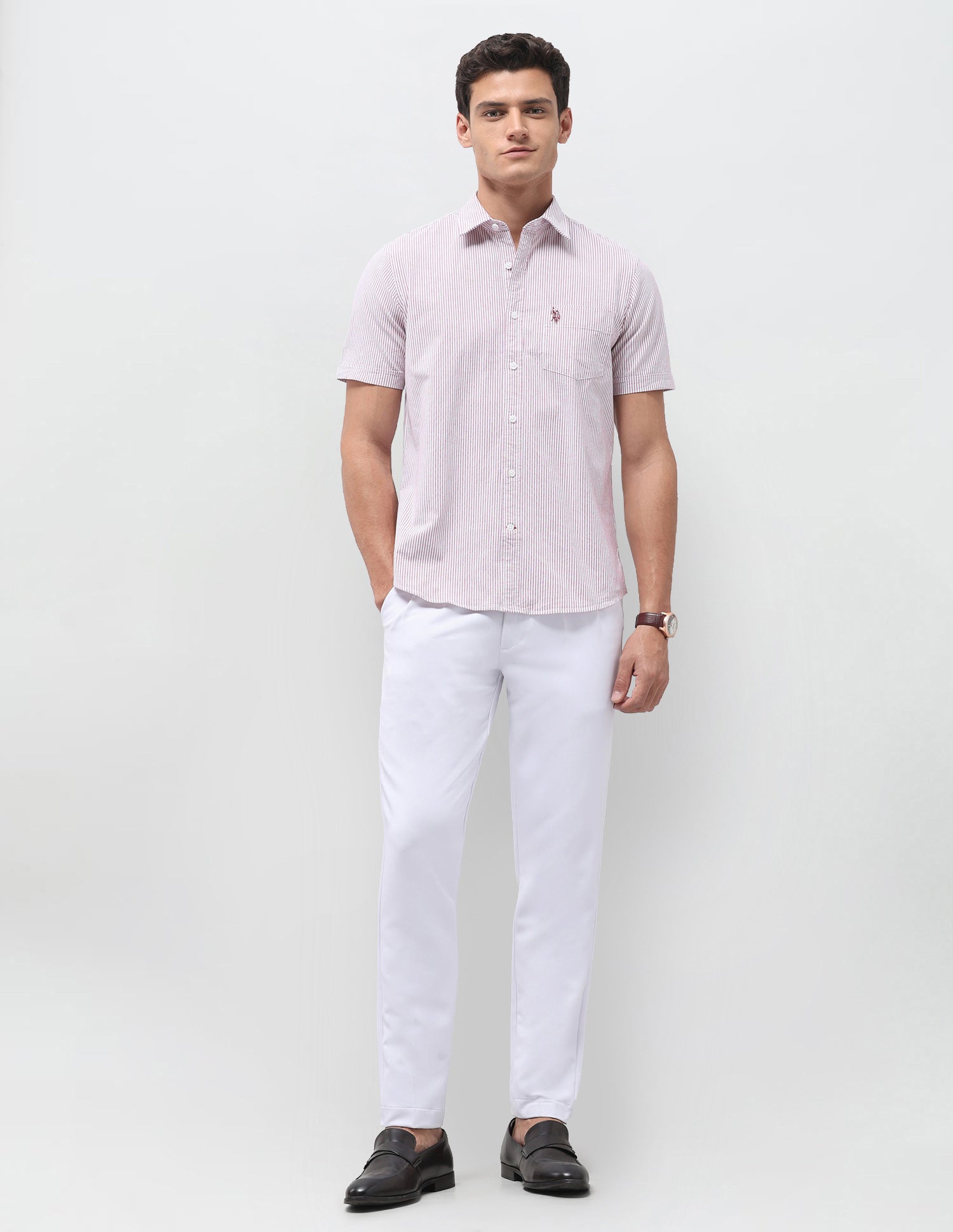 Vertical Striped Oxford Shirt Pink - U.S. Polo Assn. India | Large