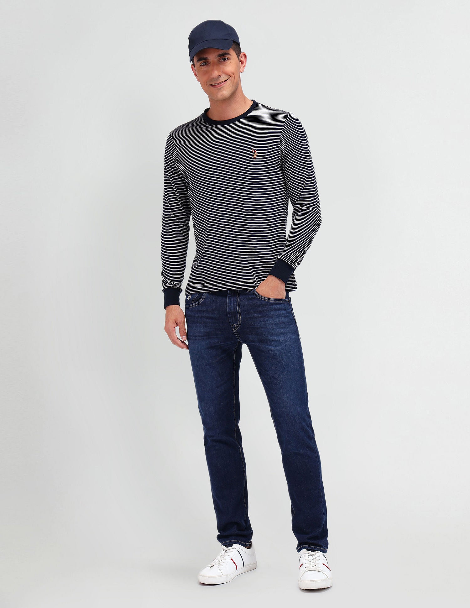 Muscle Fit Striped T-Shirt Navy - U.S. POLO ASSN. | Large