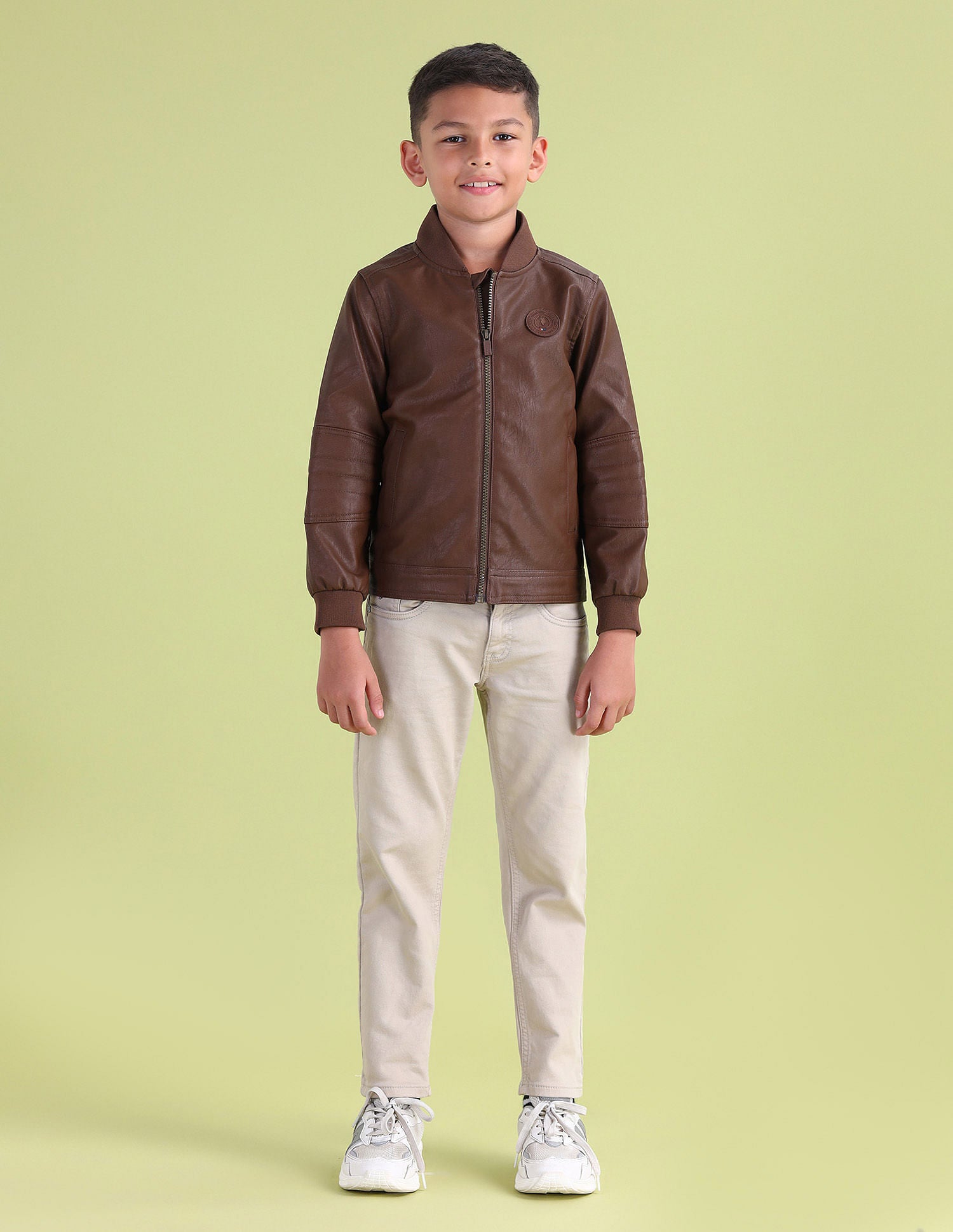 Boys Solid Bomber Jacket Brown - U.S. POLO ASSN. | Large