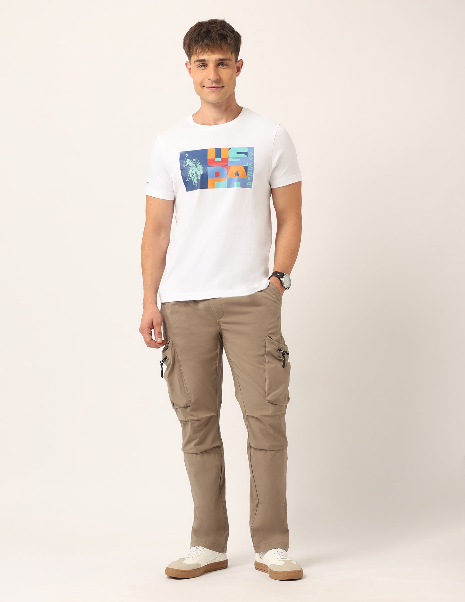 Brand Printed Muscle Fit T-Shirt White - U.S. Polo Assn. India | Large