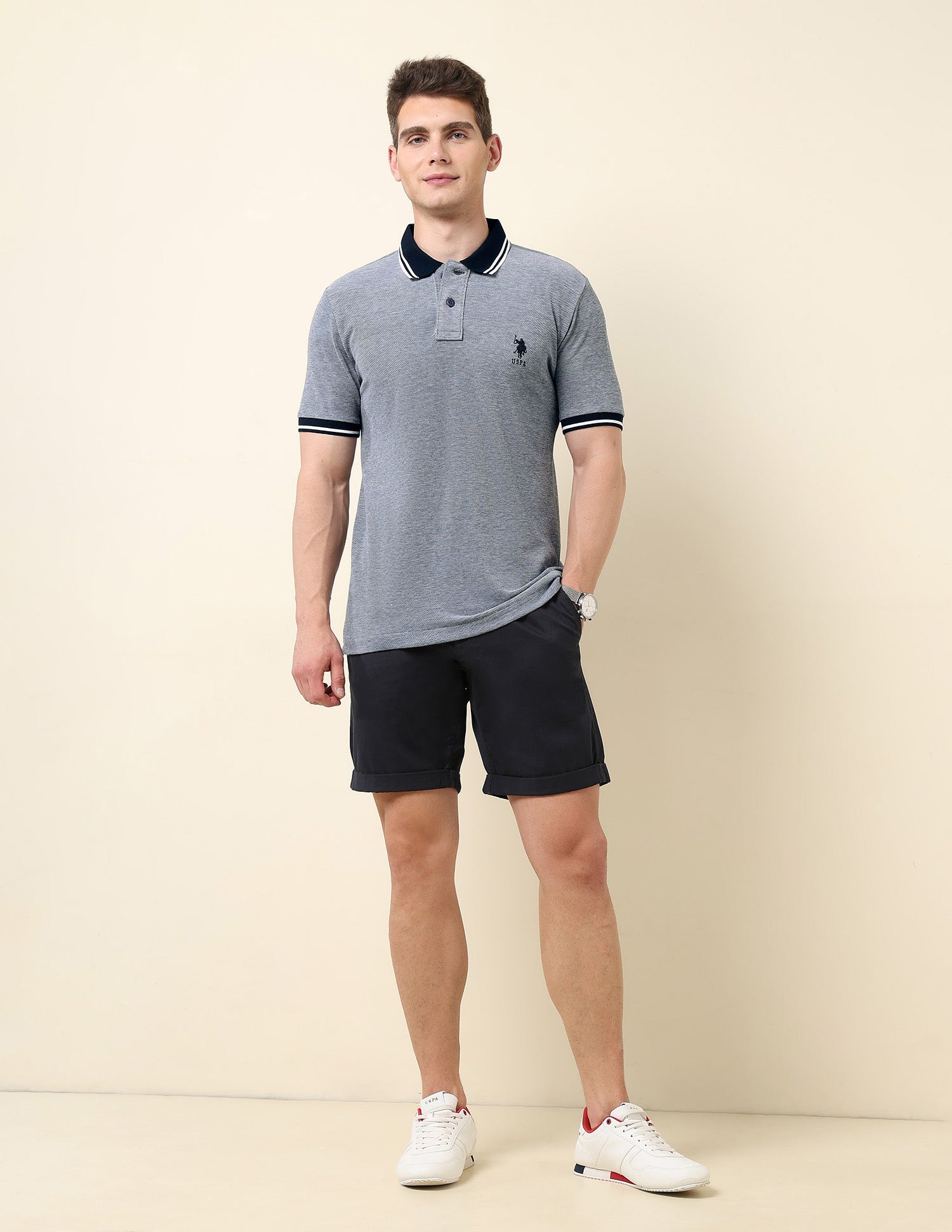 Heathered Classic Polo Shirt Navy - U.S. POLO ASSN. | Large