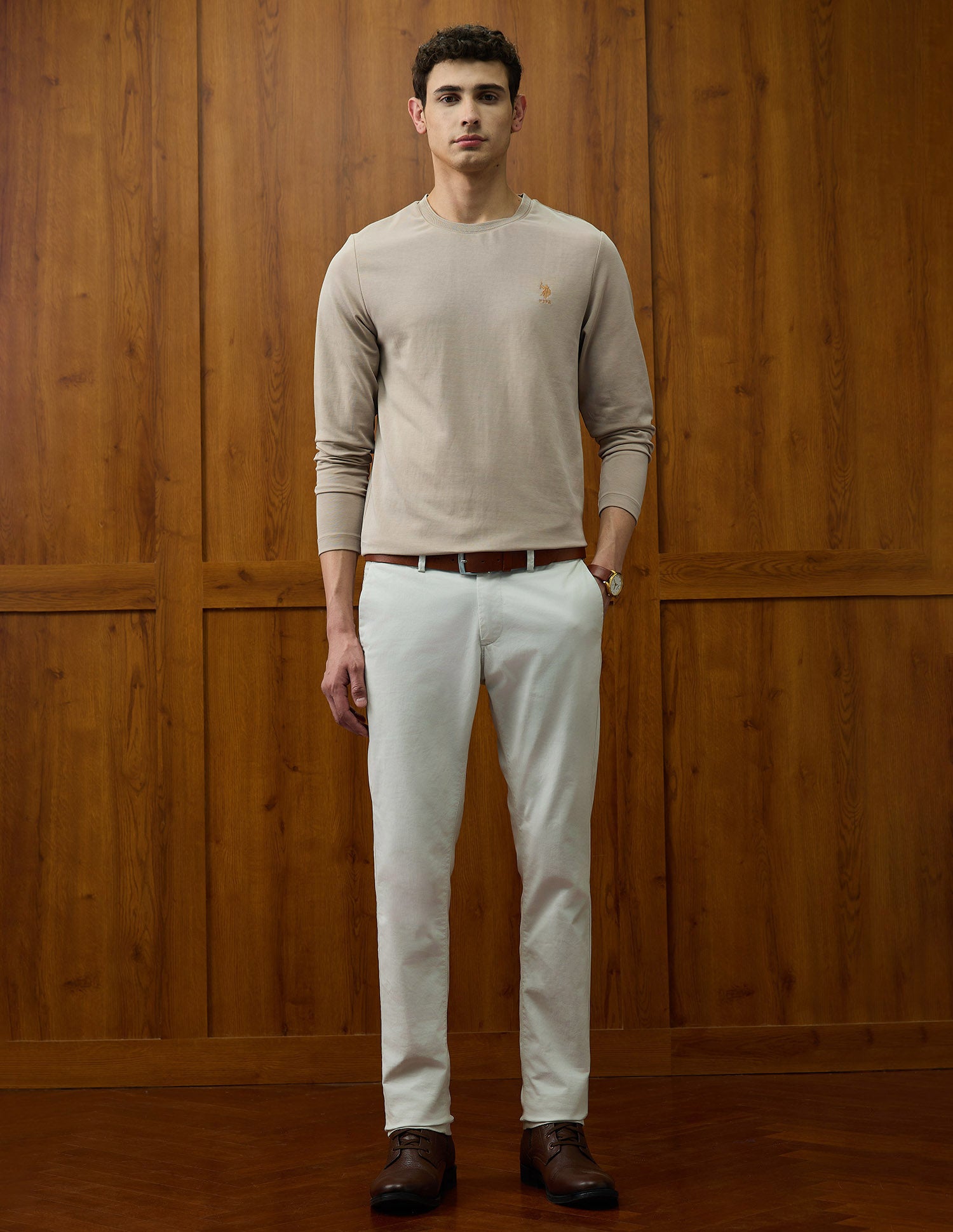 Solid Varsity Theatre T-Shirt Beige - U.S. POLO ASSN. | Large