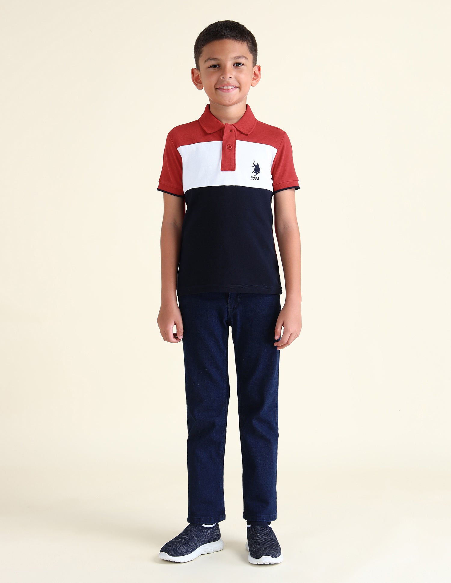 Boys Colour Block Regular Fit Polo Shirts Red - U.S. POLO ASSN. | Large