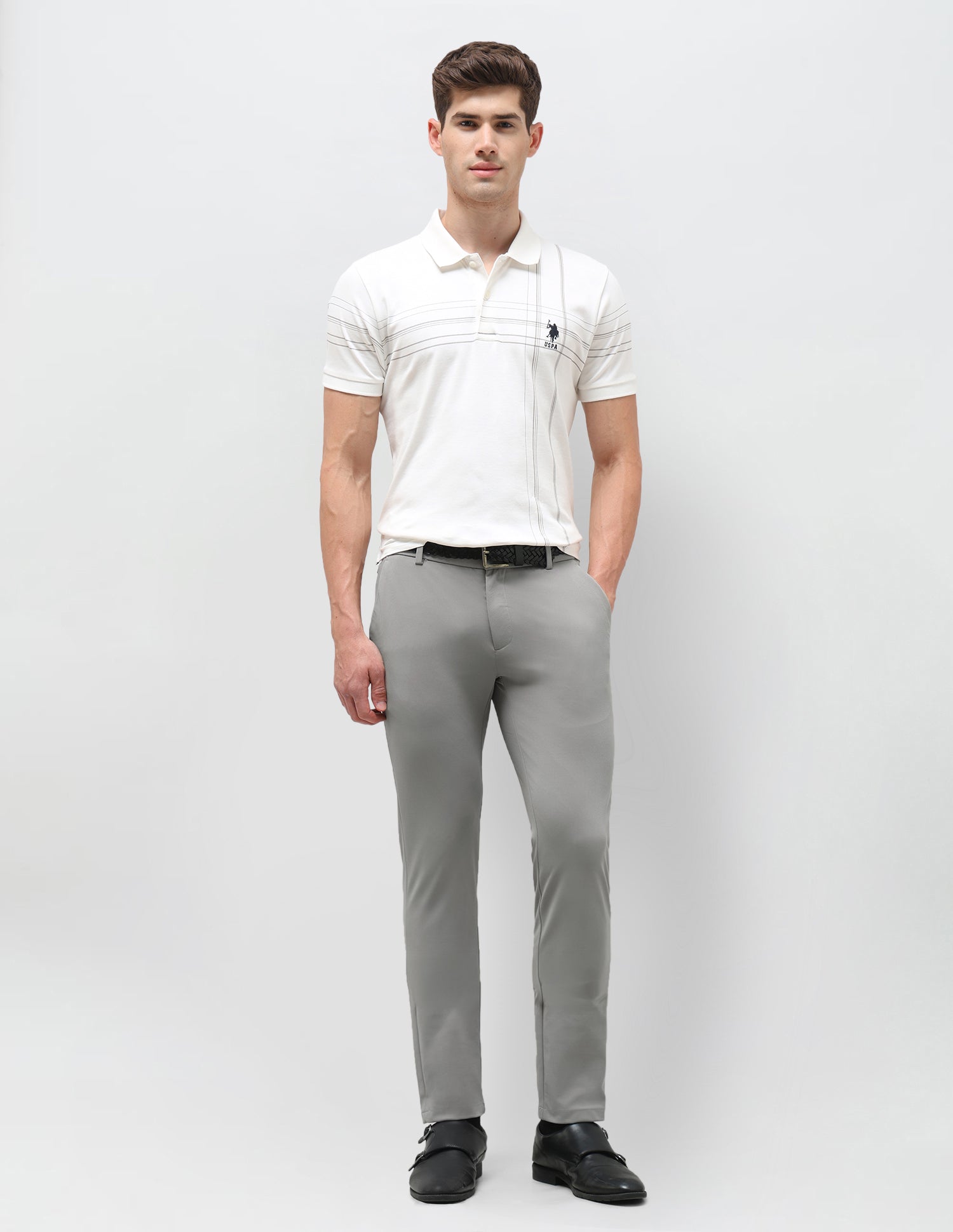 Knitted Austin Slim Fit Trousers Grey - U.S. Polo Assn. India | Large