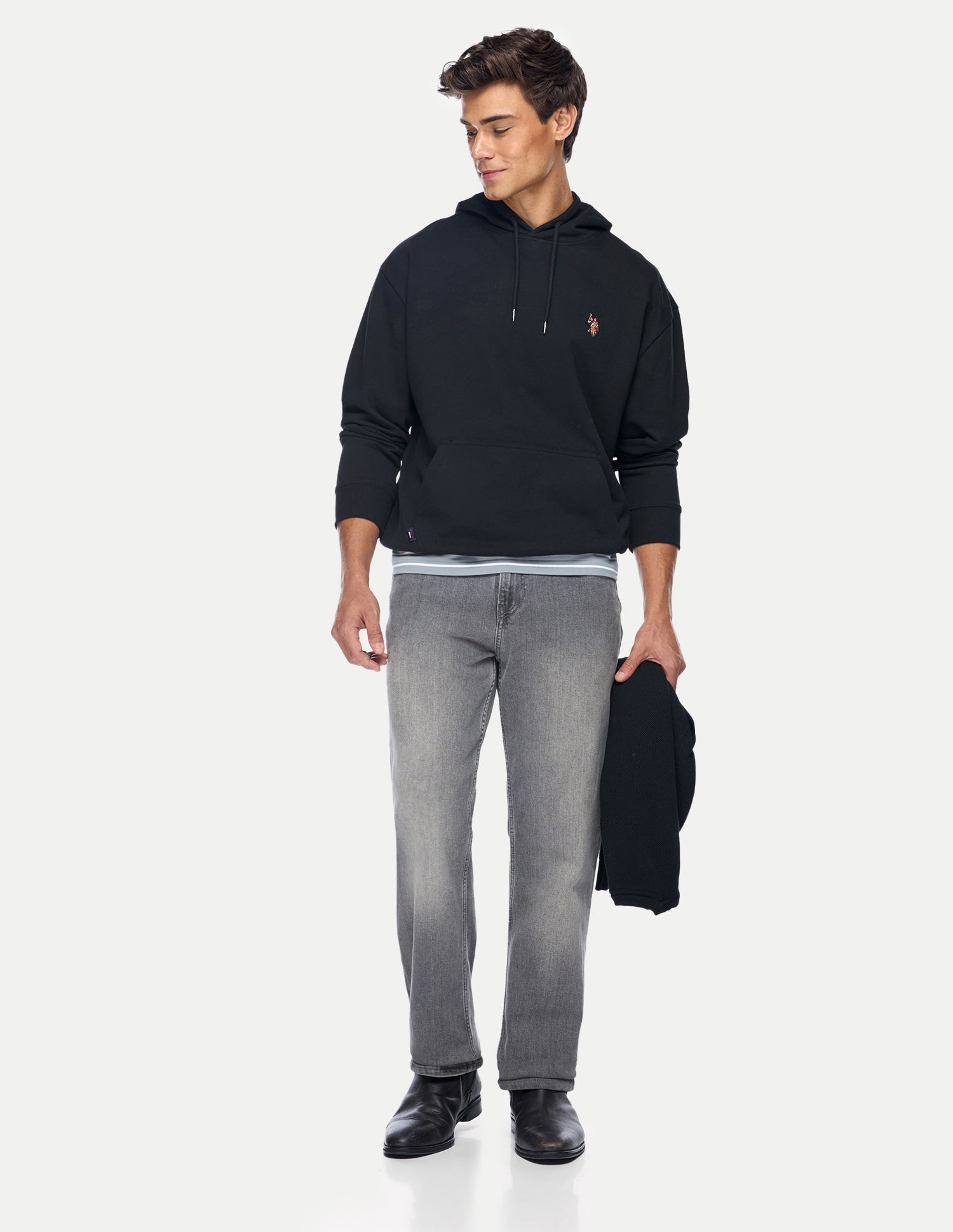 Solid Relaxed Fit Sweatshirt Black - U.S. Polo Assn. India | Large
