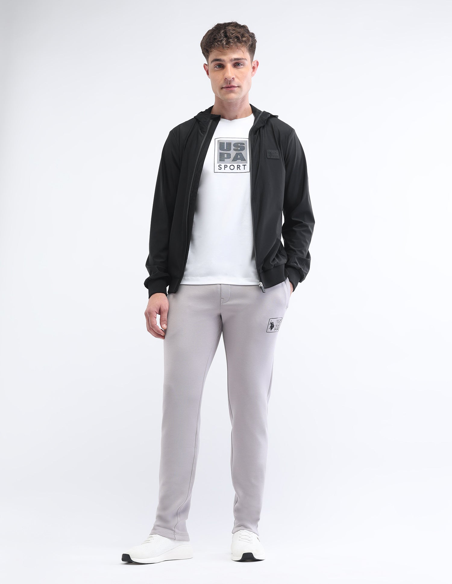 Solid Regular Fit Sport Jacket Black - U.S. POLO ASSN. | Large