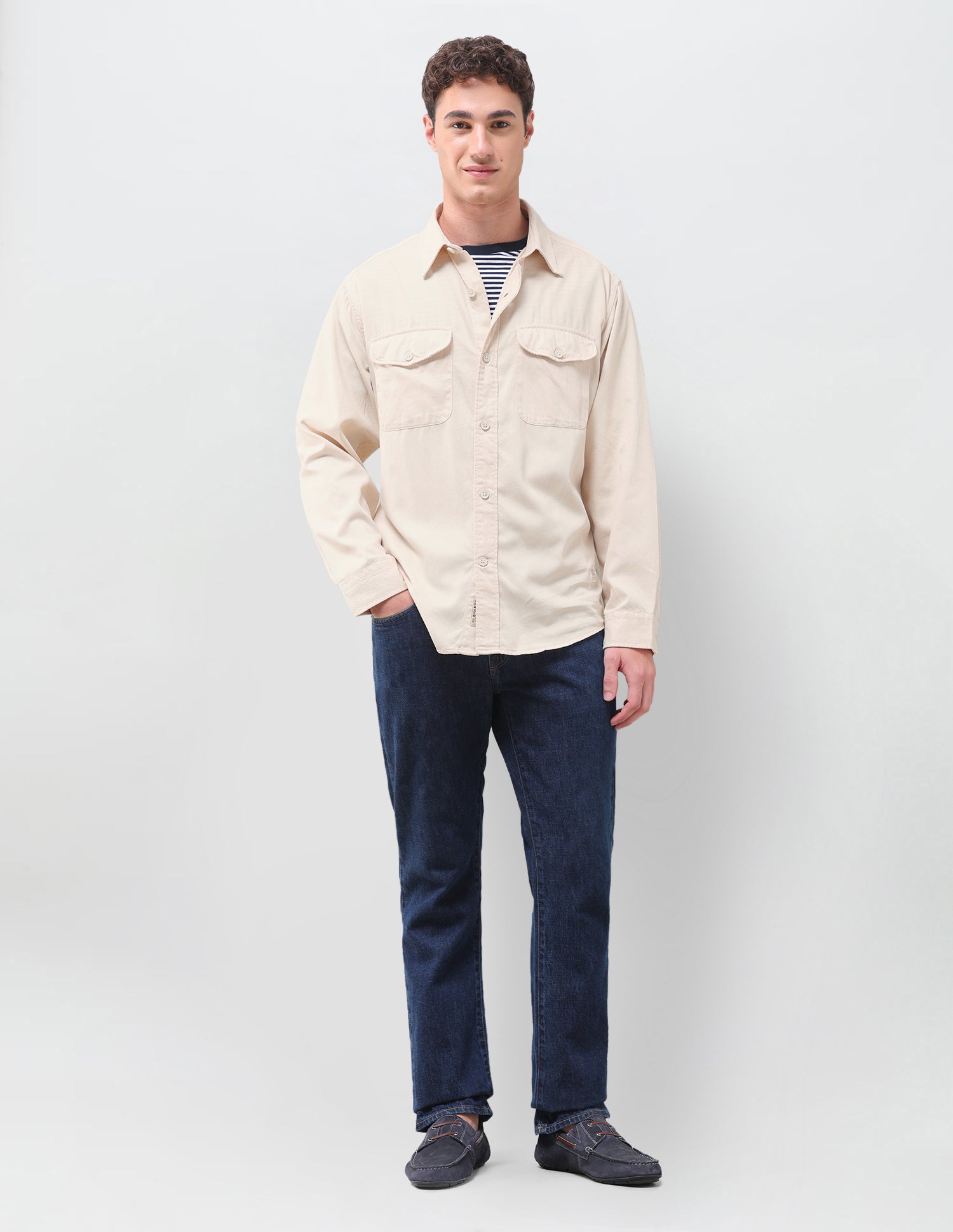 Twill Weave Comfort Fit Shirt Ecru - U.S. Polo Assn. India | Large