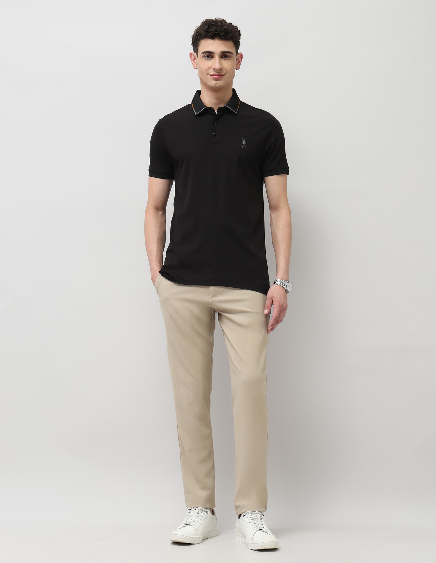 Regular Fit Solid Polo Shirt Black - U.S. POLO ASSN. | Large