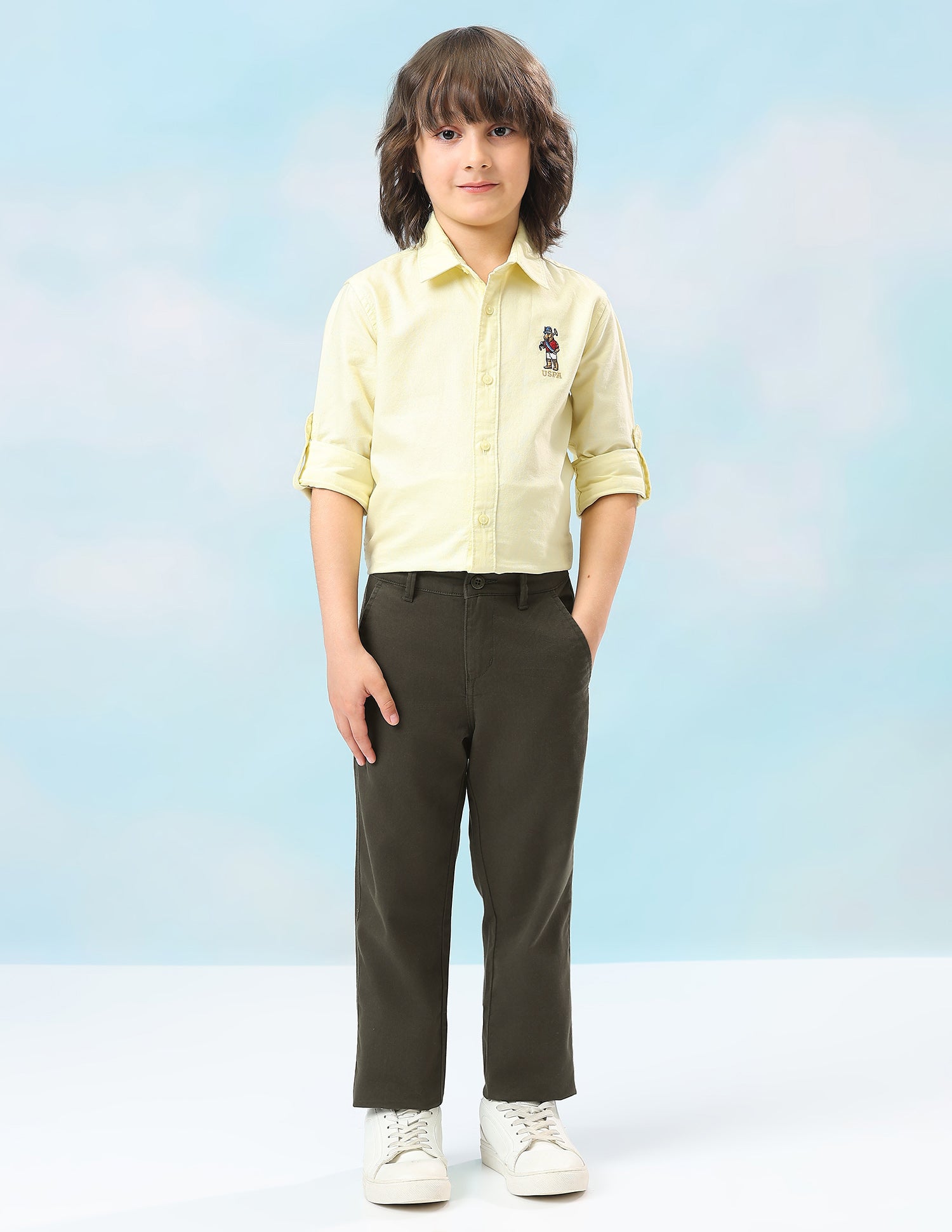 Mid Rise Twill Trousers Olive - U.S. Polo Assn. India | Large