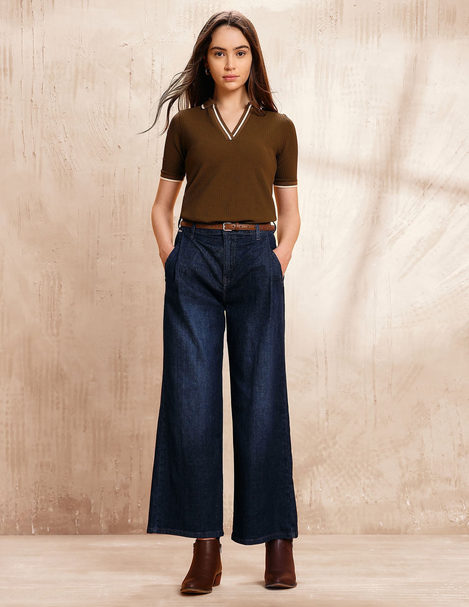 High Rise Wide-leg Fit Jeans Blue - U.S. POLO ASSN. | Large