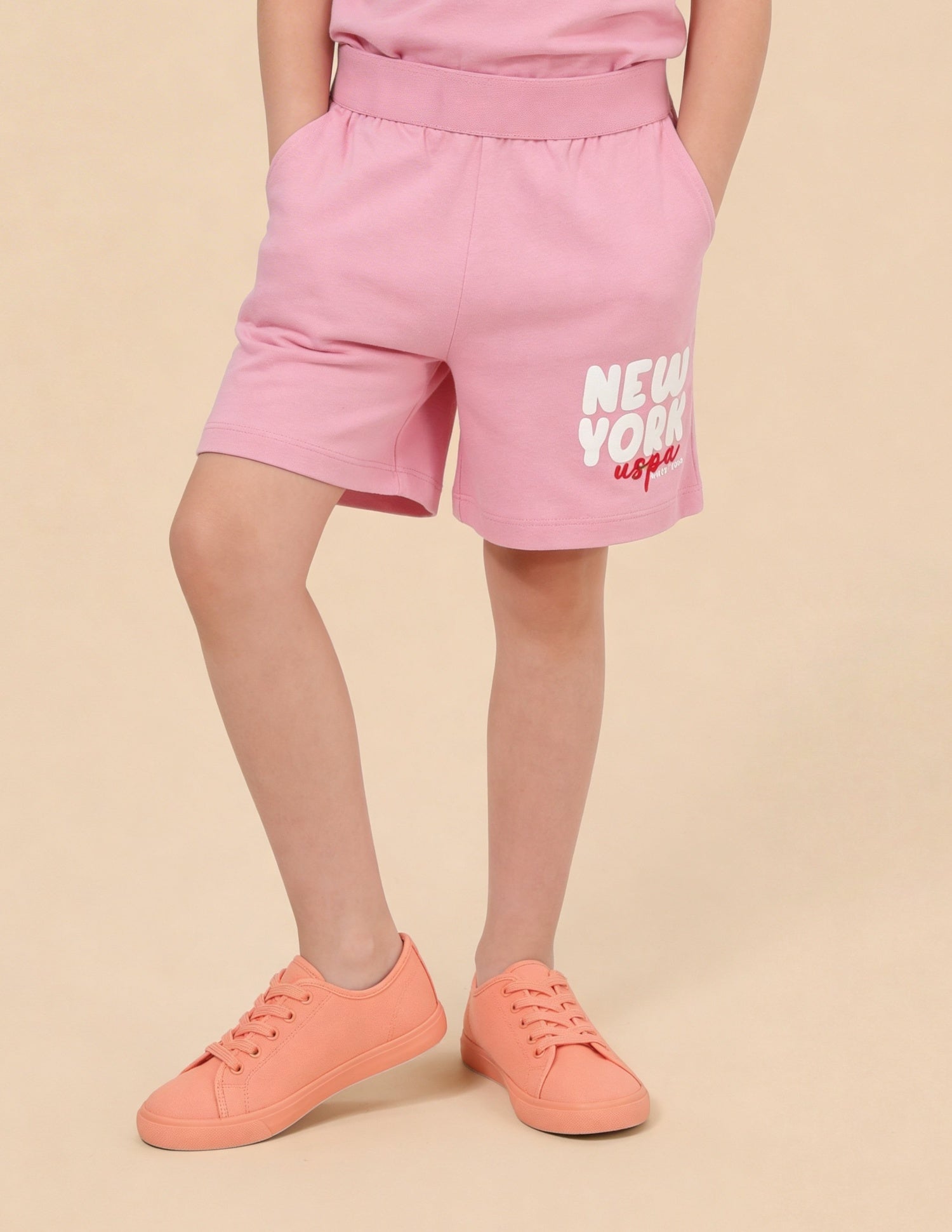 Mid Rise Comfort Fit Shorts Pink - U.S. Polo Assn. India | Large