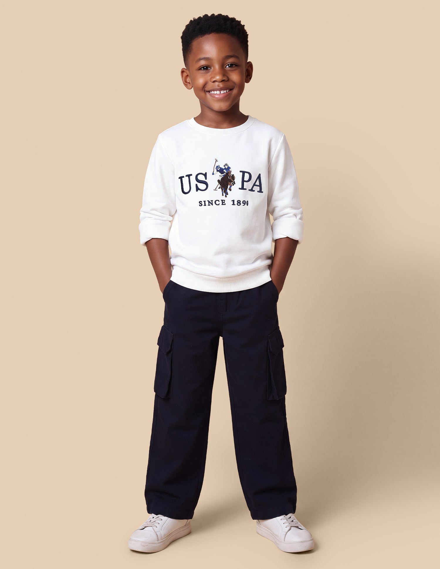 Brand Embroidered Regular Fit Sweatshirt Off White - U.S. Polo Assn. India | Large