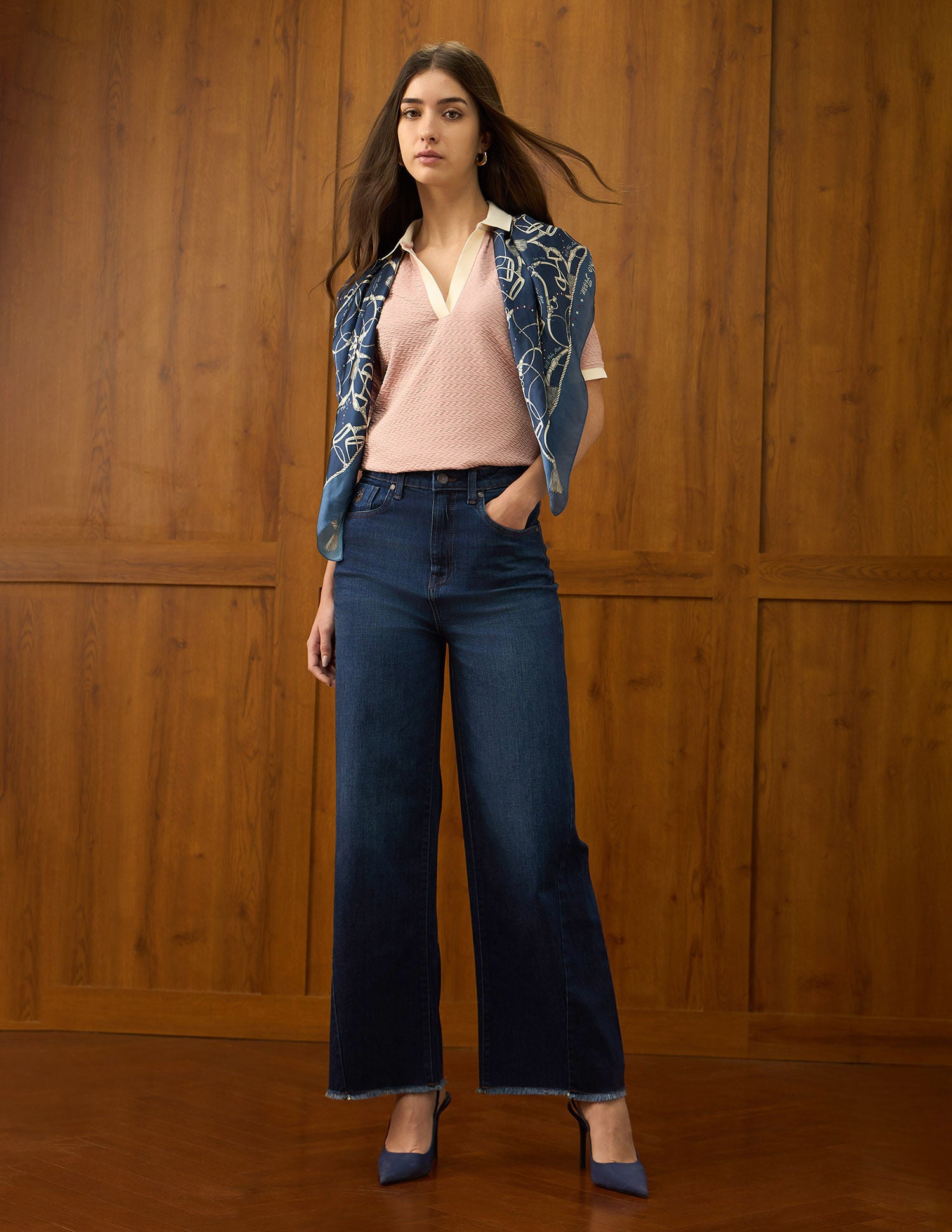 High Rise Wide Leg Fit Dark Blue - U.S. POLO ASSN. | Large