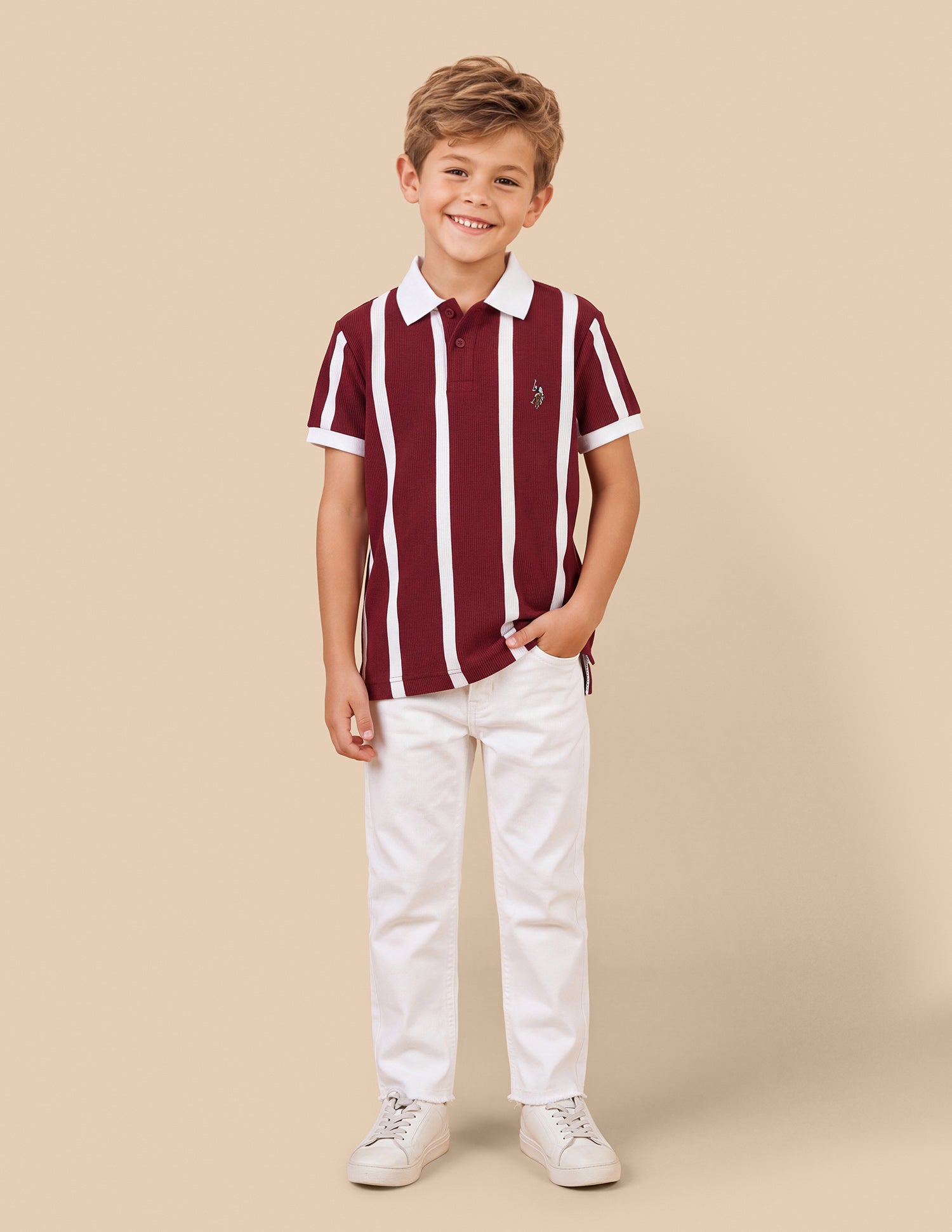 Vertical Striped Regular Fit Polo Shirt Maroon - U.S. Polo Assn. India | Large