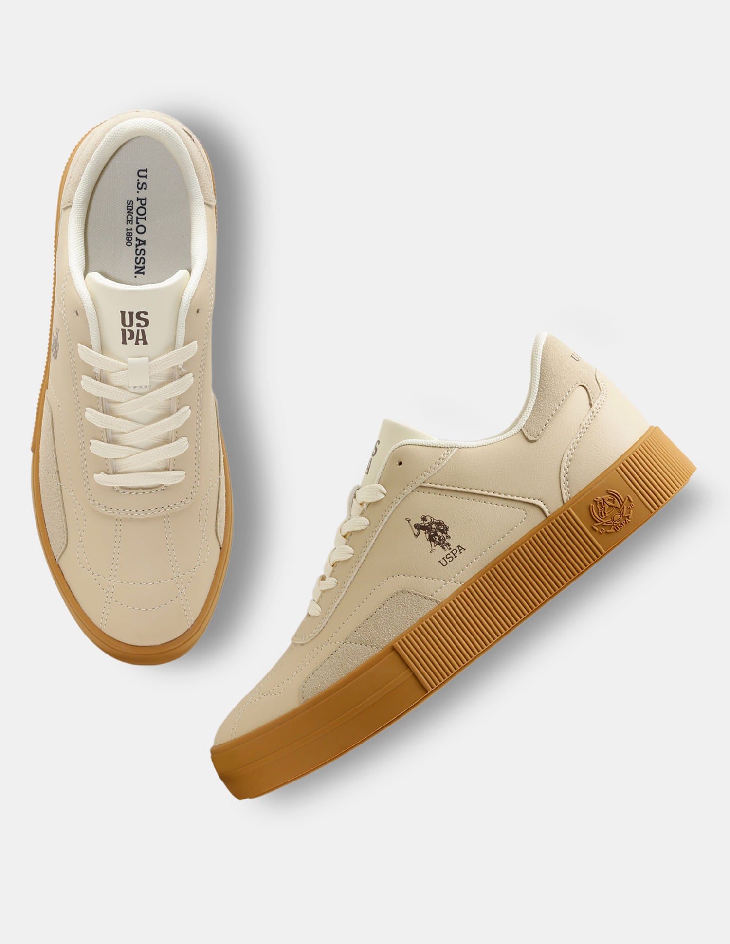 Men Zyron Round Toe Sneakers Beige - U.S. Polo Assn. India | Large