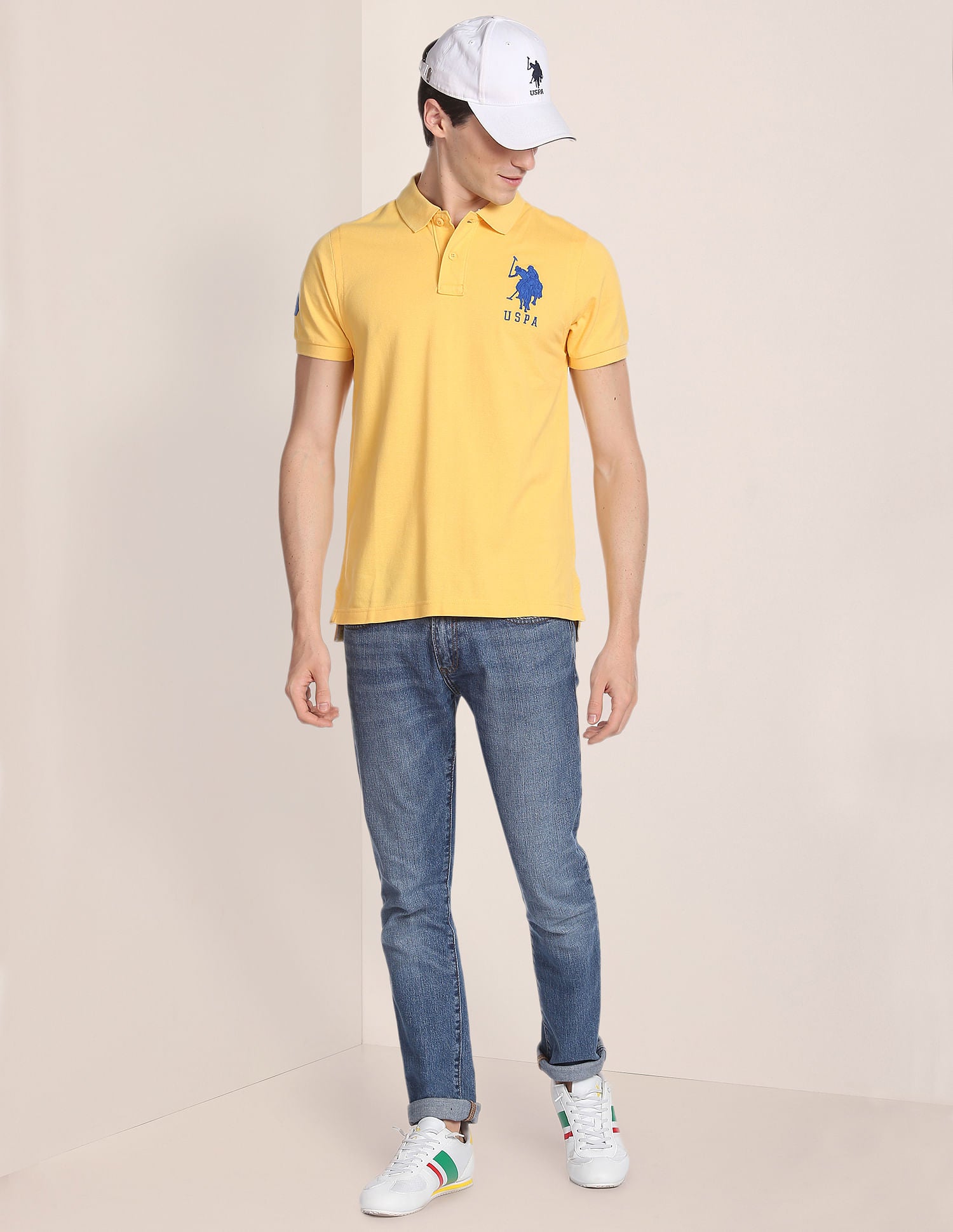 Compact Cotton Logo Polo Shirt Yellow - U.S. Polo Assn. India | Large