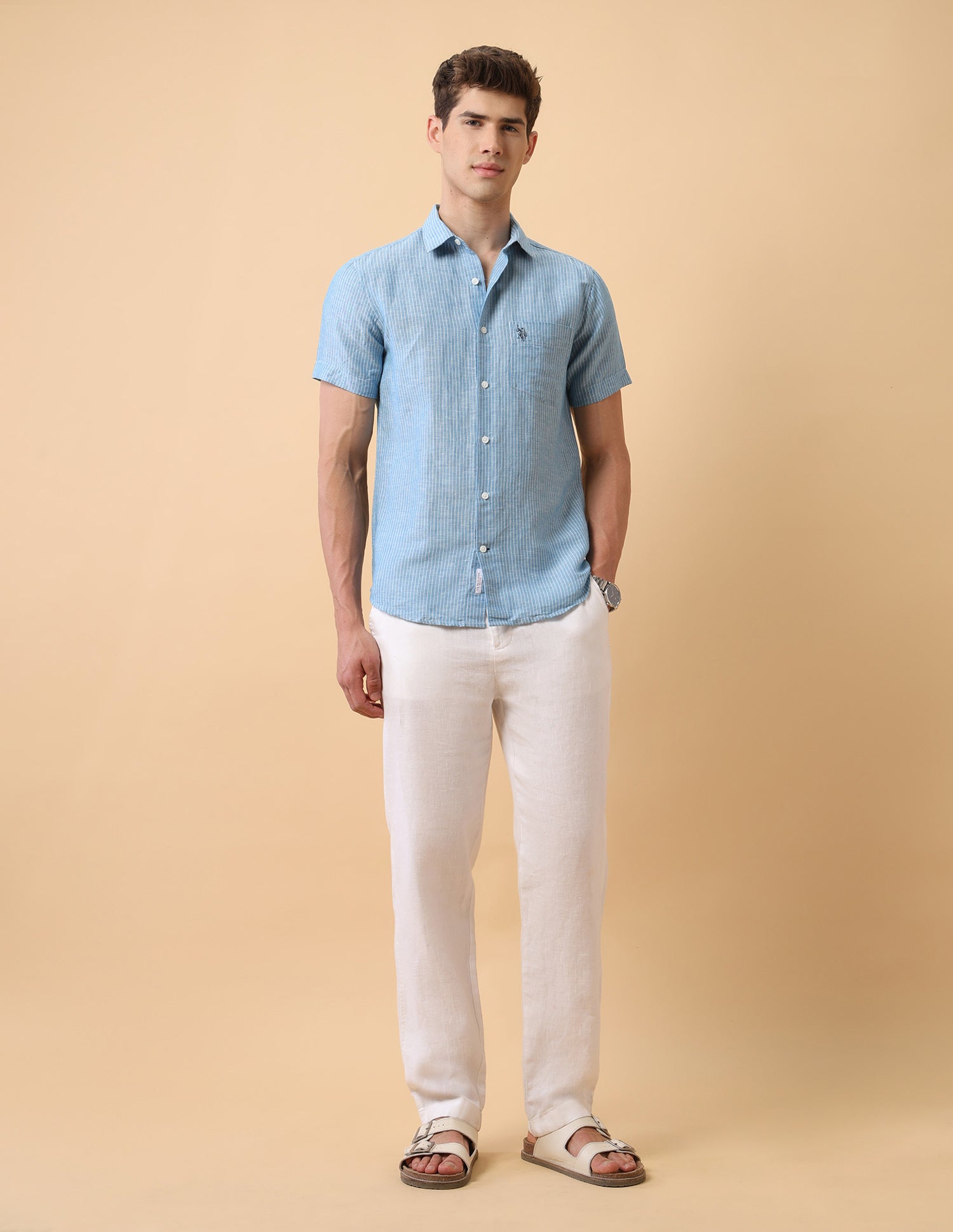 Pacho X Dobby Regular Fit Shirt Teal - U.S. Polo Assn. India | Large