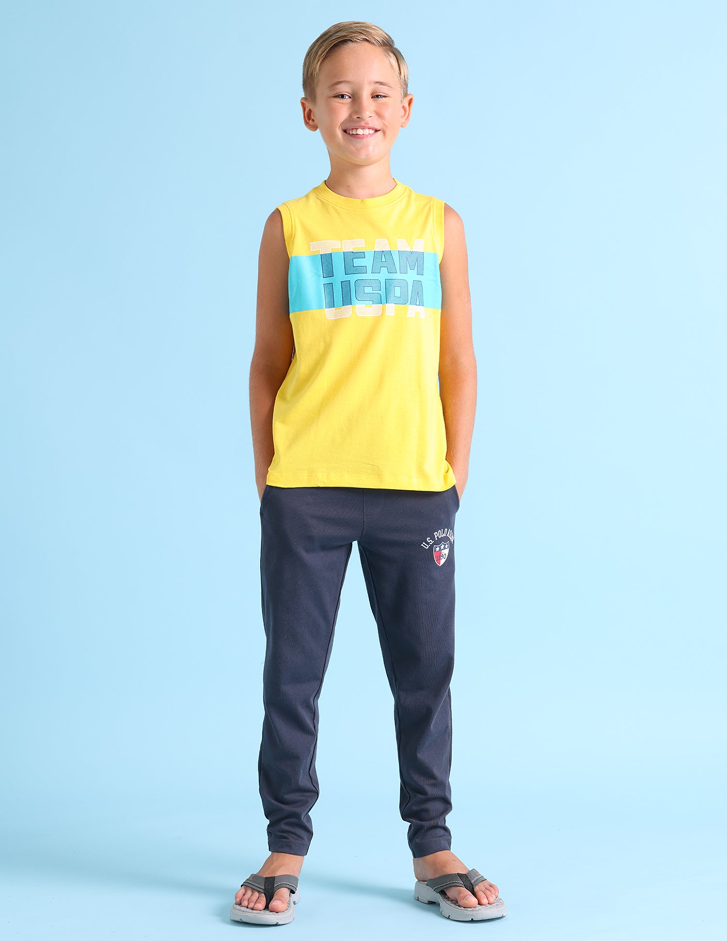 Brand Print Cotton IKEB Lounge T-Shirt - Pack Of 1 Yellow - U.S. POLO ASSN. | Large