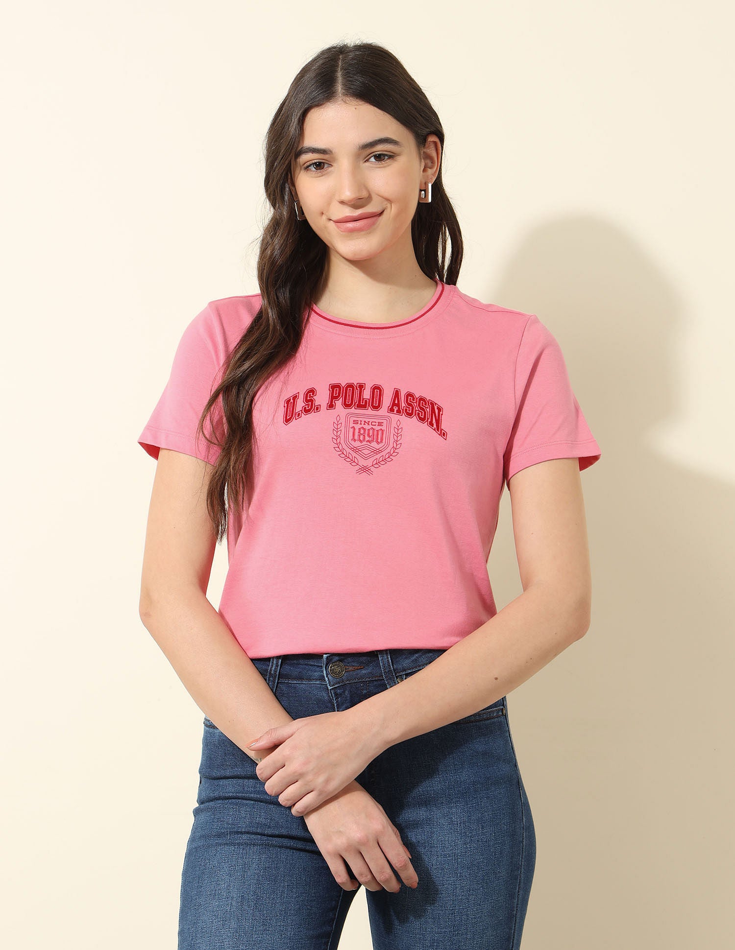 Regular Fit Brand Printed T-Shirt Pink - U.S. POLO ASSN. | Large