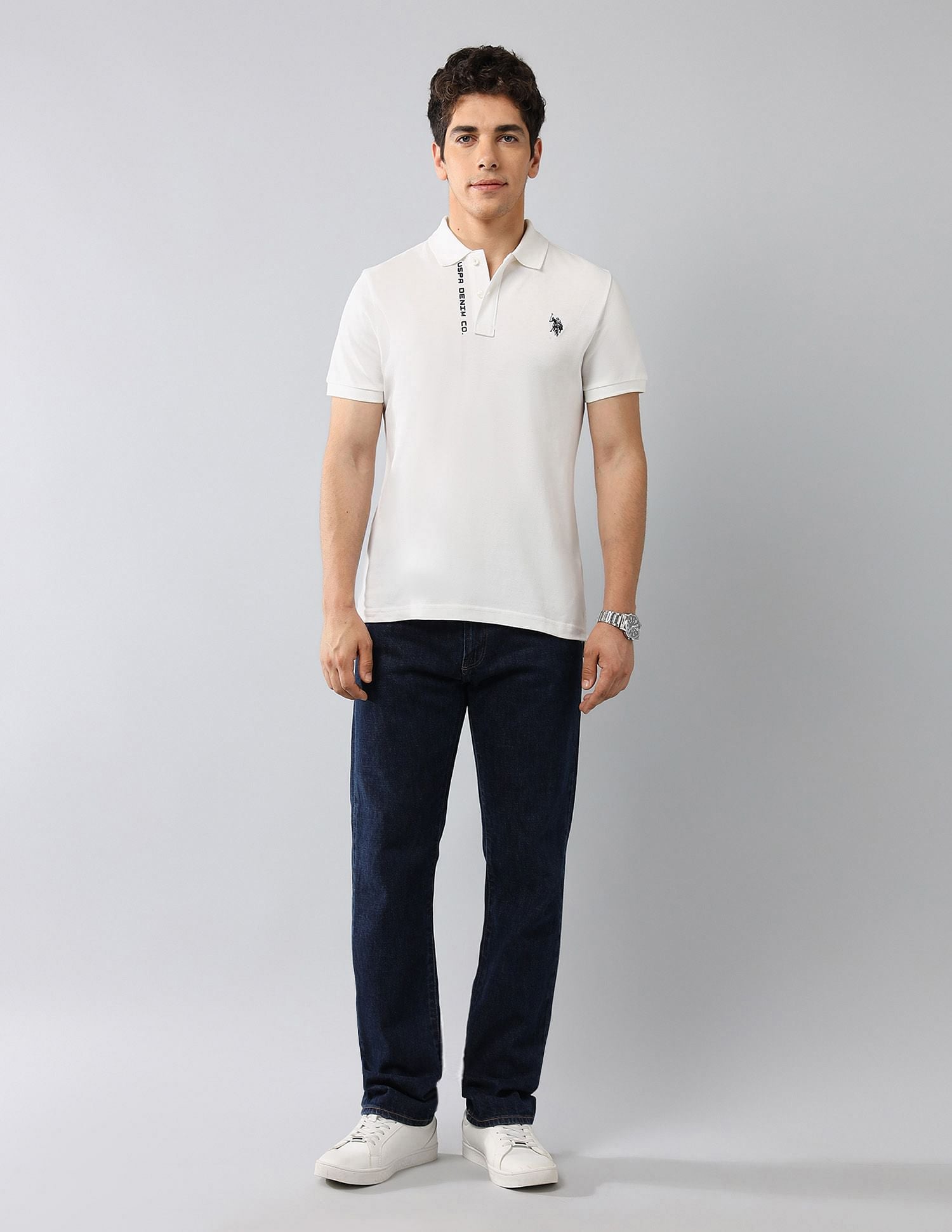 Brand Printed Muscle Fit Polo Shirt Ivory - U.S. POLO ASSN. | Large