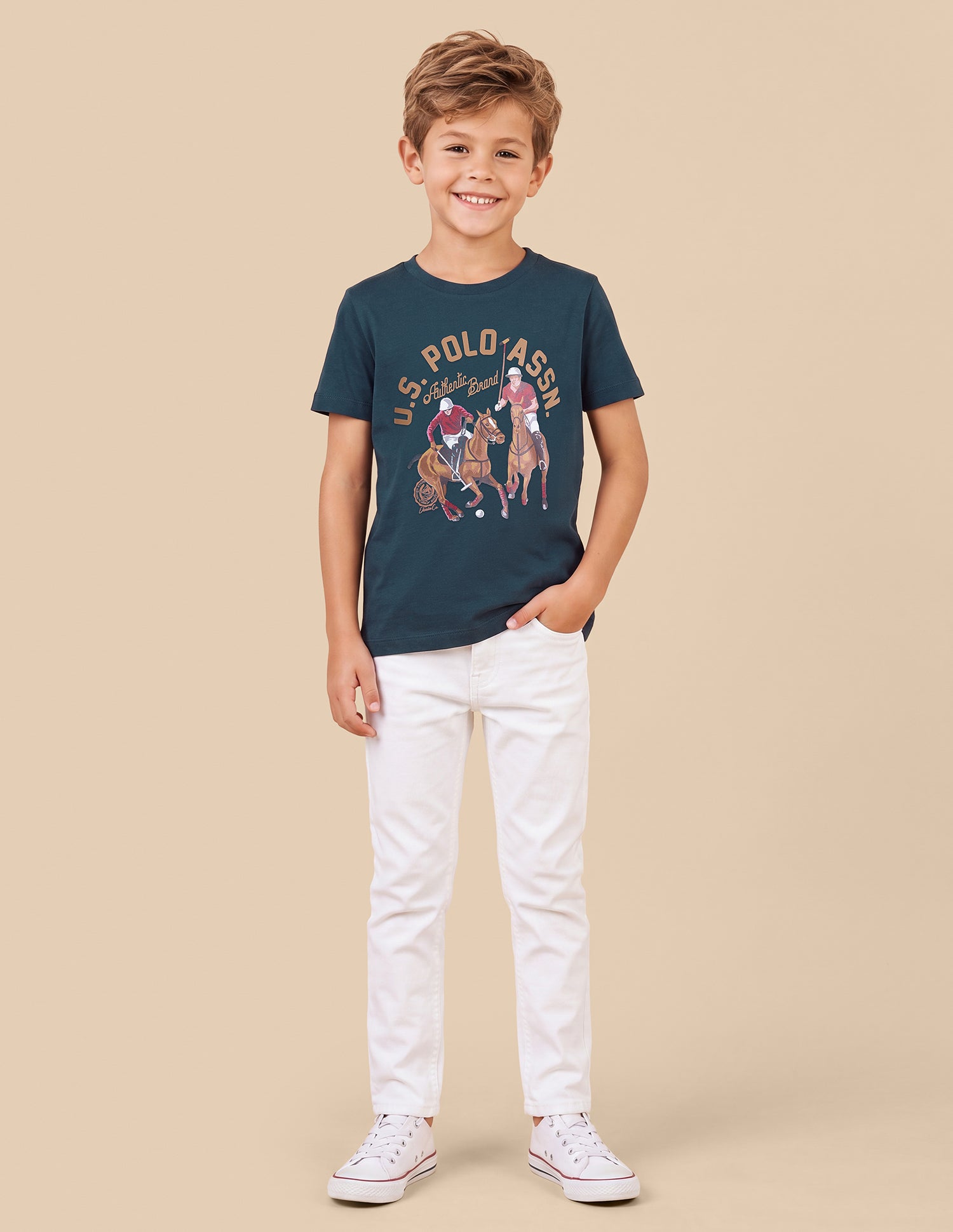 Graphic Brand Printed Regular Fit T-Shirt Teal - U.S. Polo Assn. India | Large