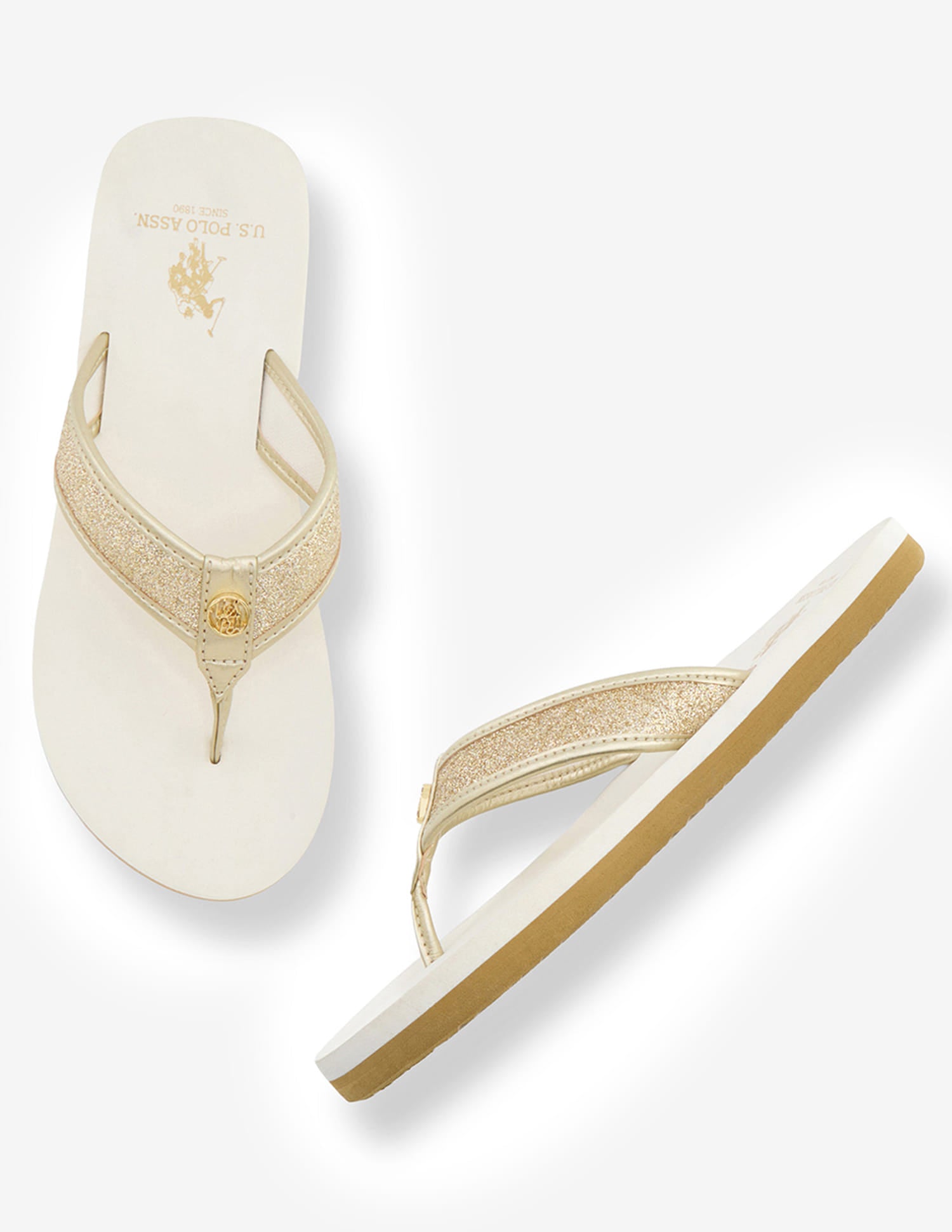 Kirei Glitter Flip Flops Beige - U.S. Polo Assn. India | Large