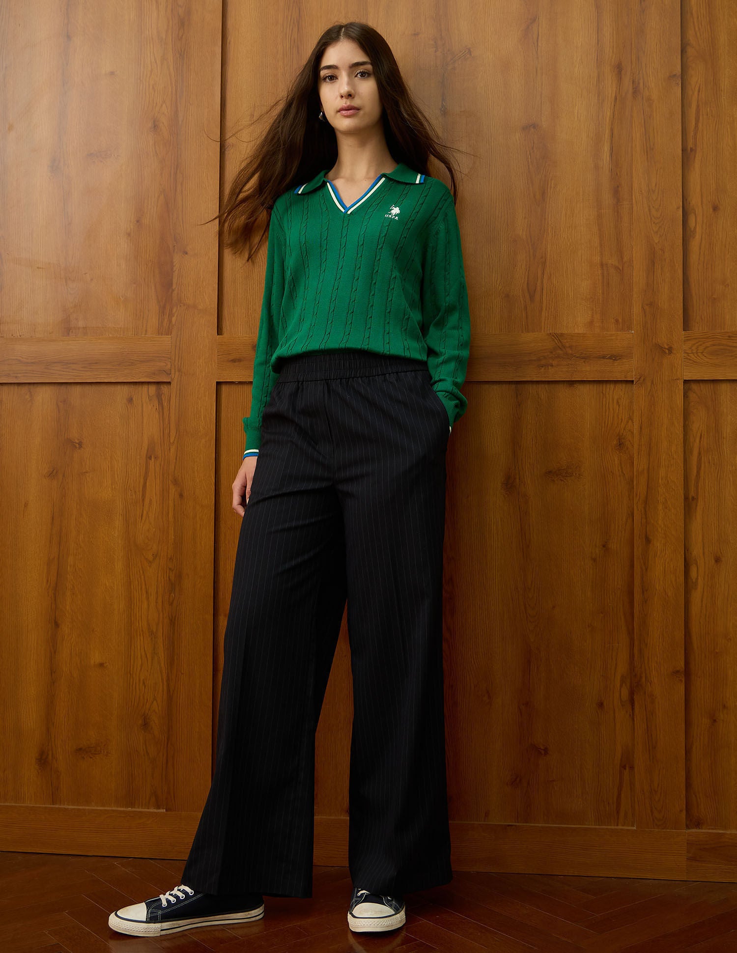 Regular Fit Textured Sweater Green - U.S. POLO ASSN. | Large