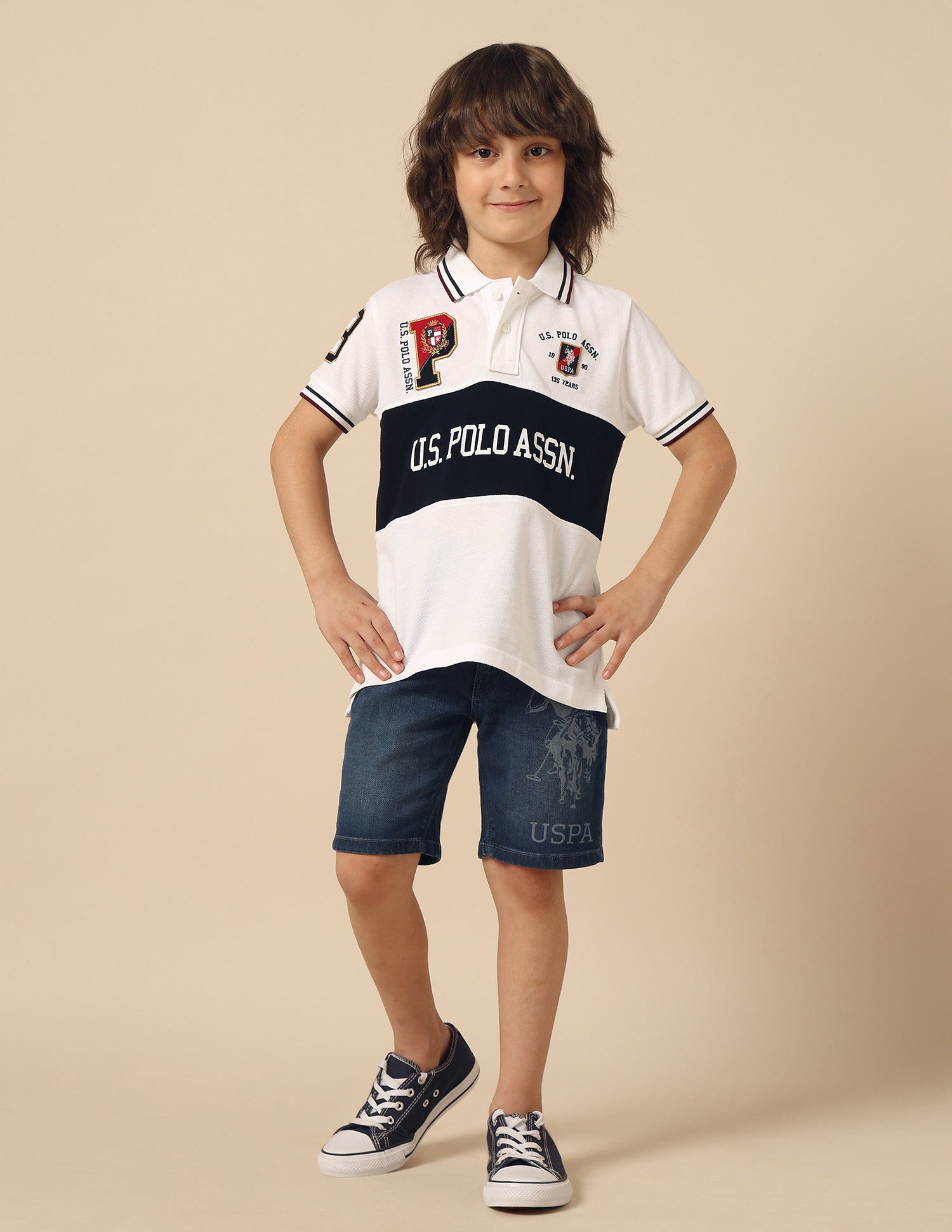 Boys Graphic Brand Printed Polo Shirt White - U.S. POLO ASSN. | Large