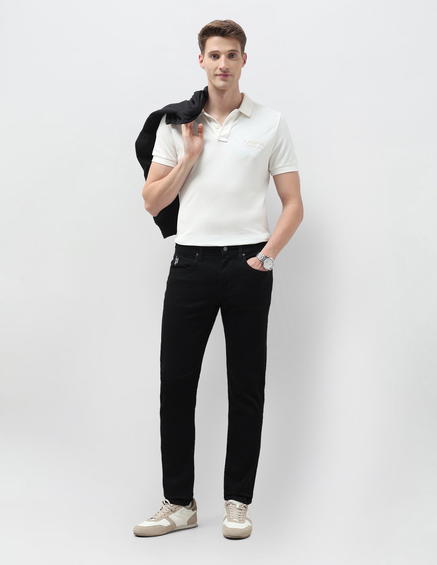 Brandon Slim Tapered Fit Black Jeans Black - U.S. POLO ASSN. | Large