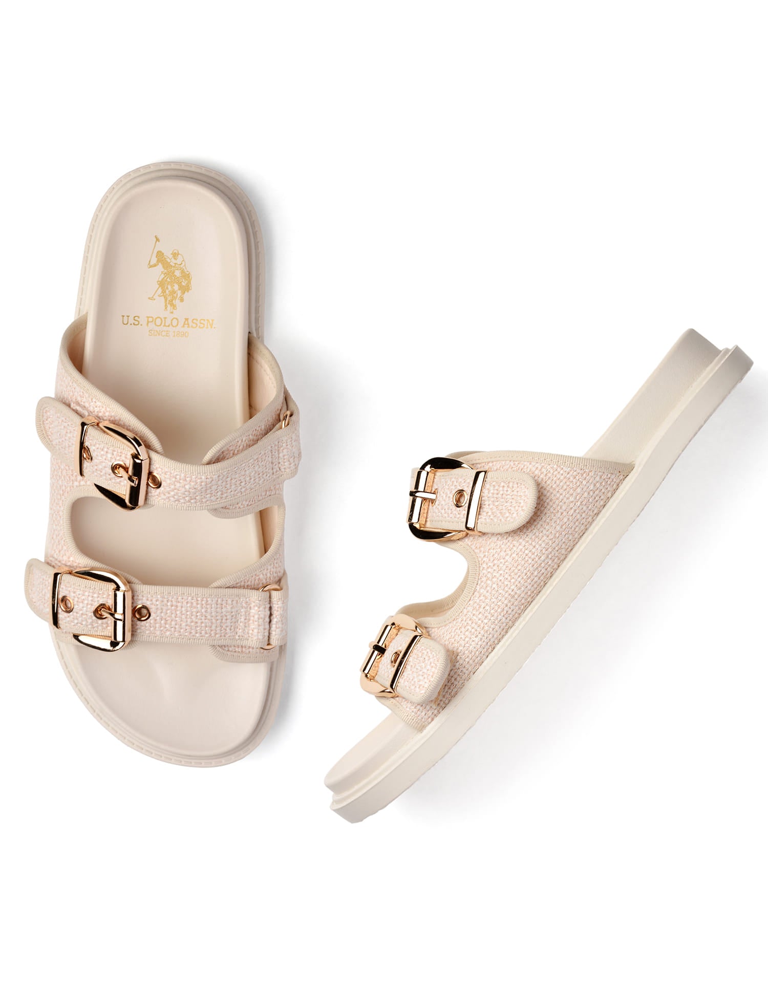 Marcella Beige Footbed Flats Beige - U.S. Polo Assn. India | Large