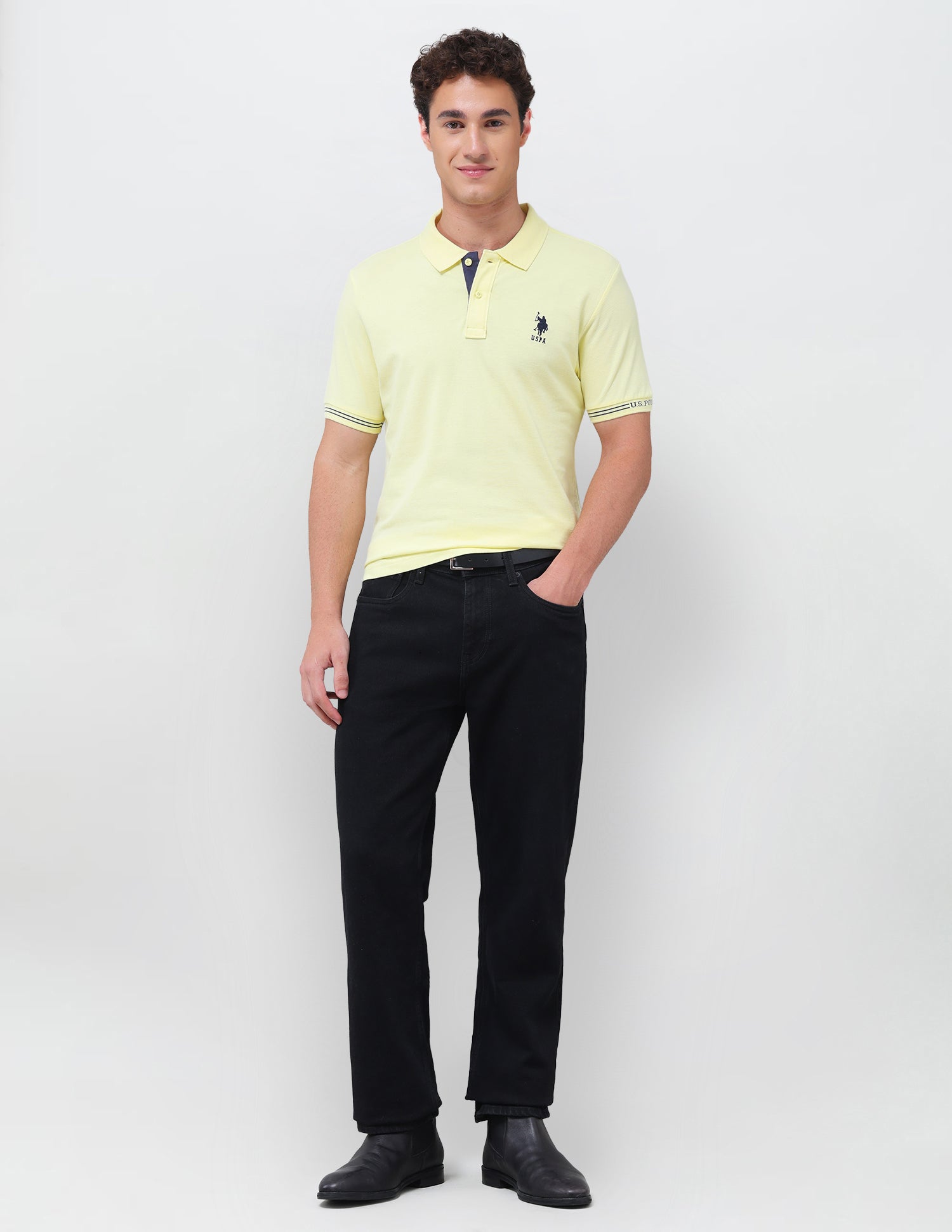 Solid Regular Fit Polo Shirt Yellow - U.S. Polo Assn. India | Large