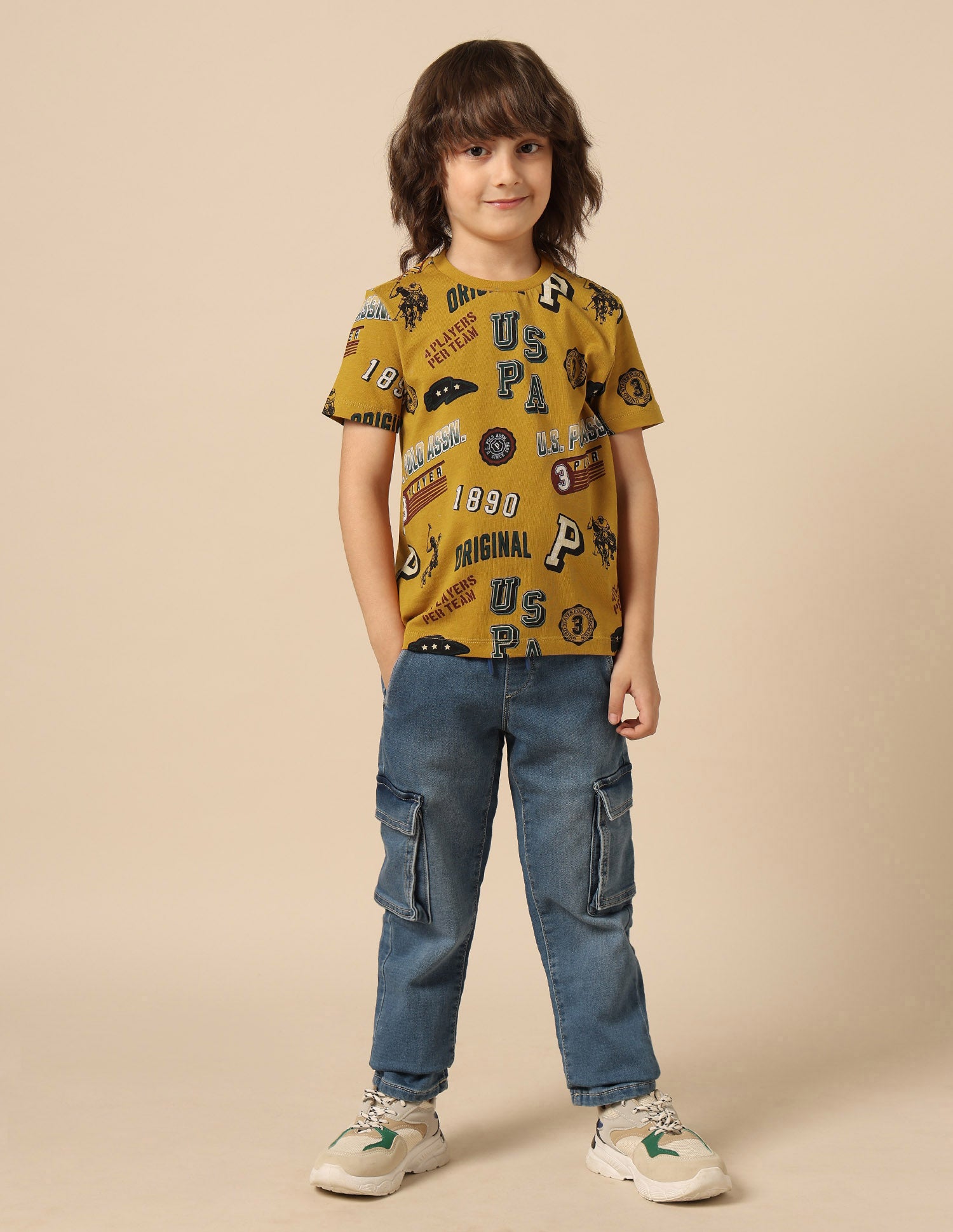 Boys Graphic Printed Pure Cotton T Shirt Yellow - U.S. POLO ASSN. | Large