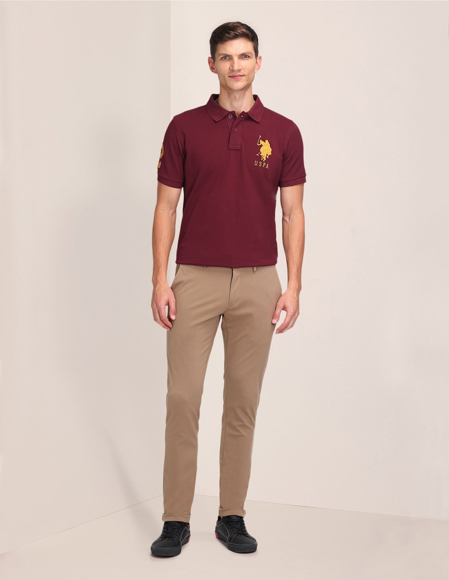 Solid Slim Fit Polo Shirt Maroon - U.S. POLO ASSN. | Large