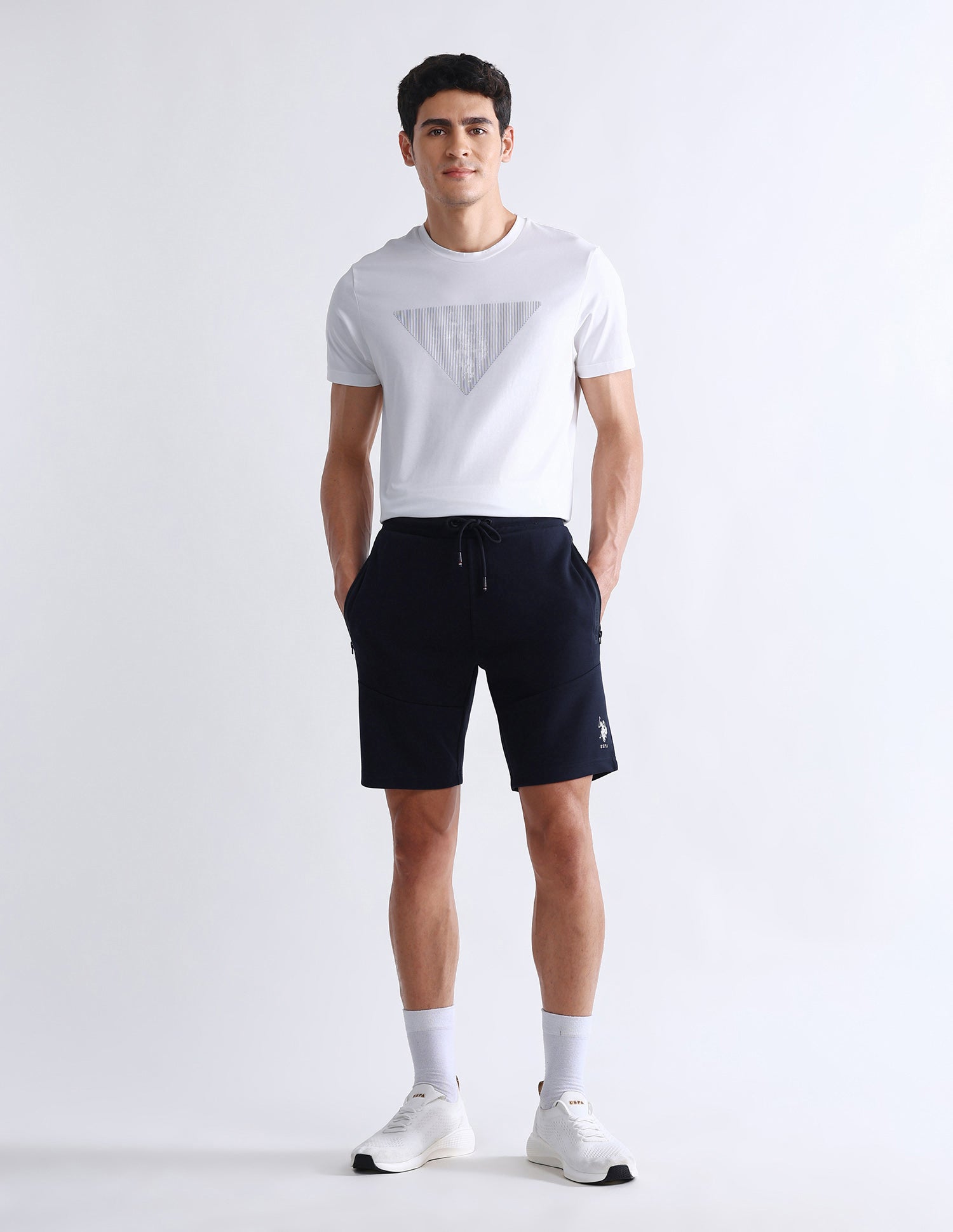 Solid Slim Fit Active Shorts Navy - U.S. Polo Assn. India | Large