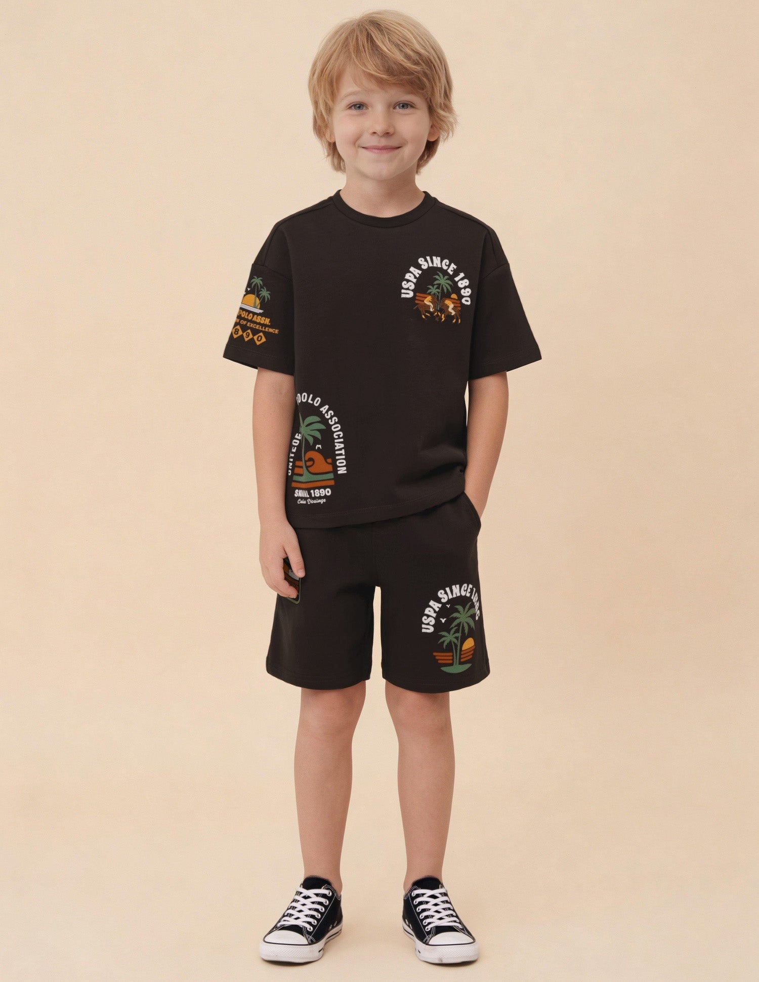 Graphic Brand Embroidered Oversized Fit T-Shirt Dark Brown - U.S. Polo Assn. India | Large