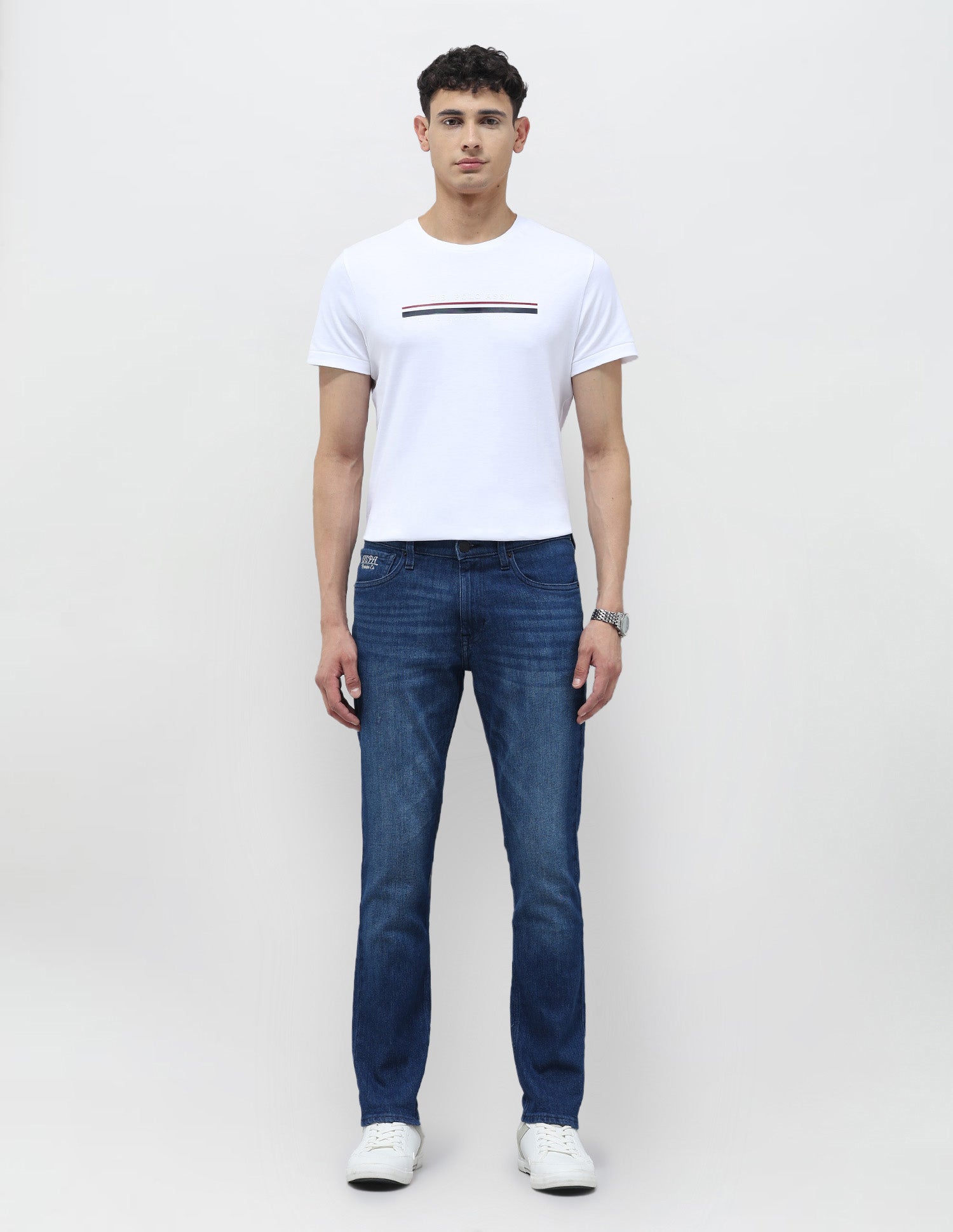 Brandon Slim Tapered Fit Whiskered Jeans Indigo - U.S. POLO ASSN. | Large