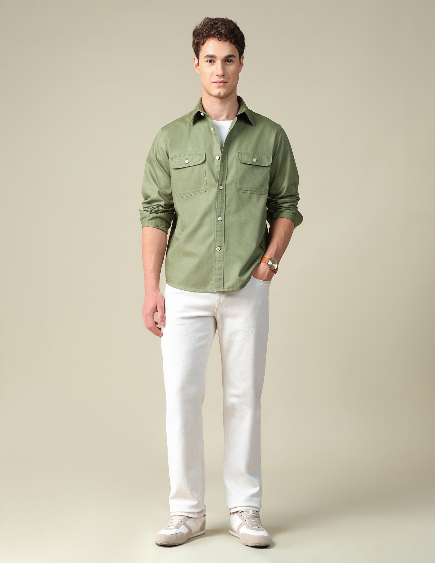 Twill Regular Fit Shirt Light Green - U.S. Polo Assn. India | Large