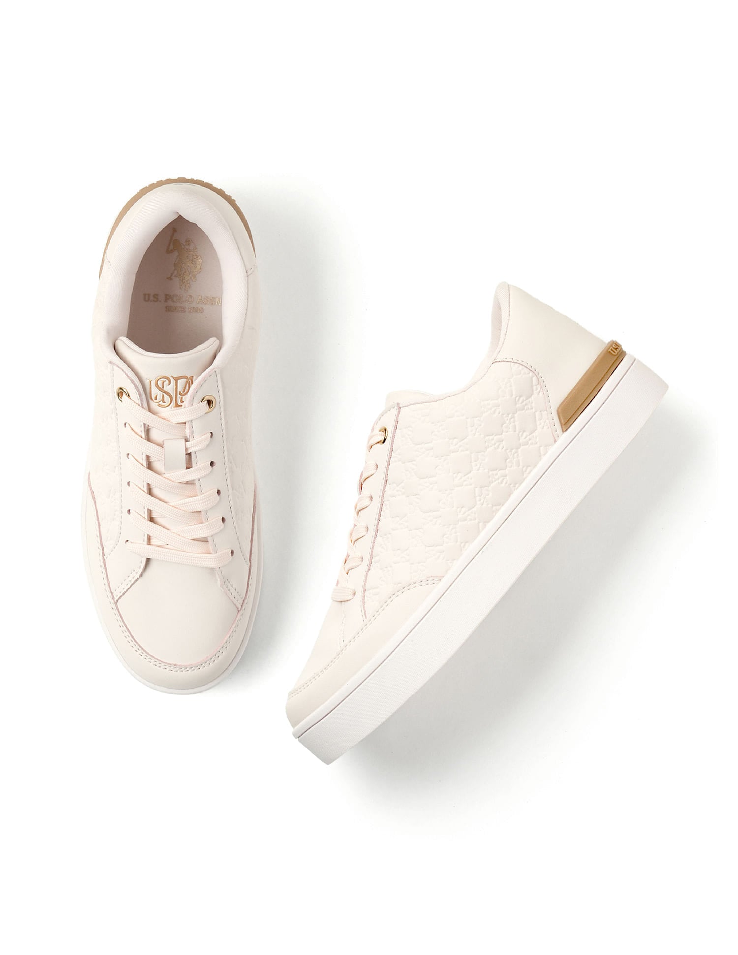 Women Debossed Branding Mila Sneakers Pink - U.S. Polo Assn. India | Large