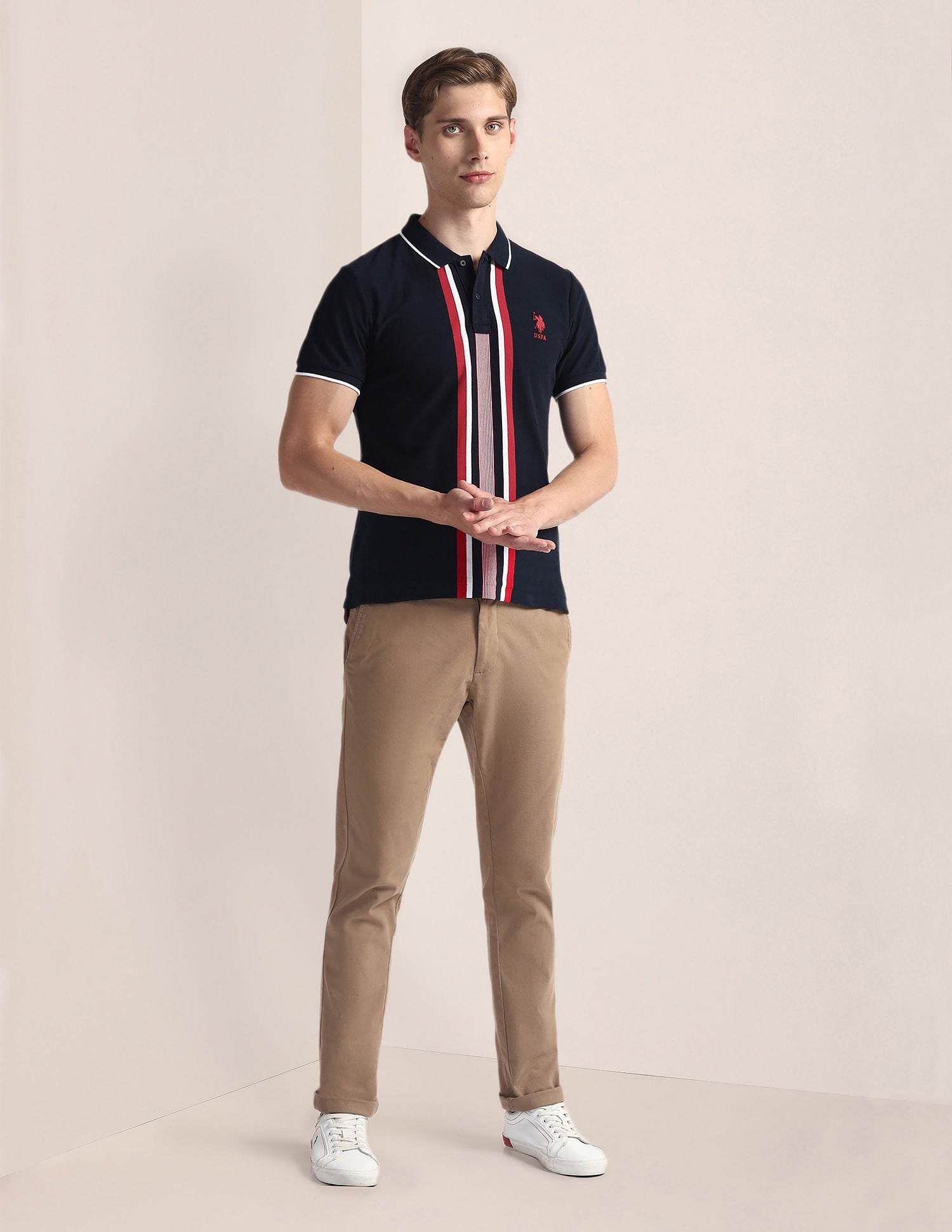 Vertical Stripe Pique Polo Shirt Navy - U.S. Polo Assn. India | Large