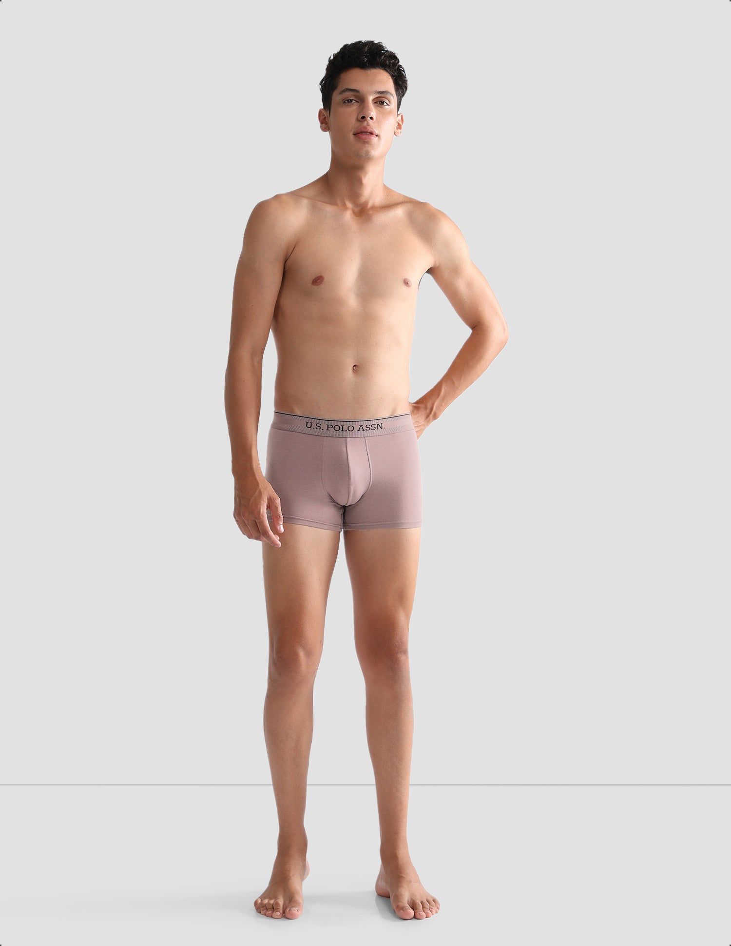 Mid Rise Solid OET15 Trunks - Pack Of 3 Oatmeal, Black and Antler - U.S. POLO ASSN. | Large