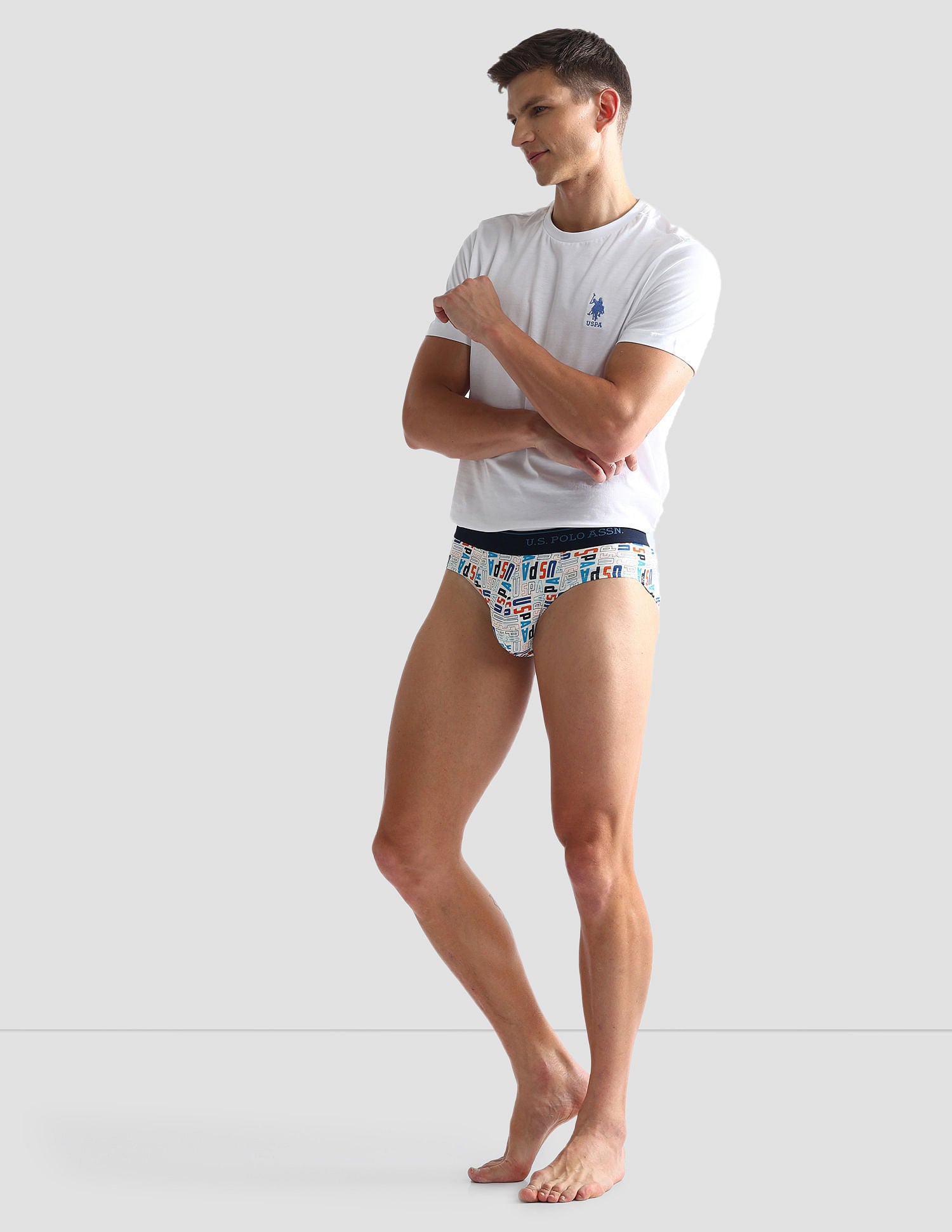 Pure Cotton Antibacterial OEB08 Briefs - Pack Of 2 White and Navy - U.S. POLO ASSN. | Large